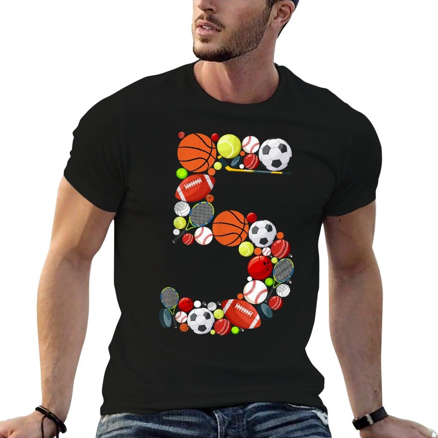 Kids Sports Birthday 5 Year Old 5th Birthday BOY Durable T-Shirt