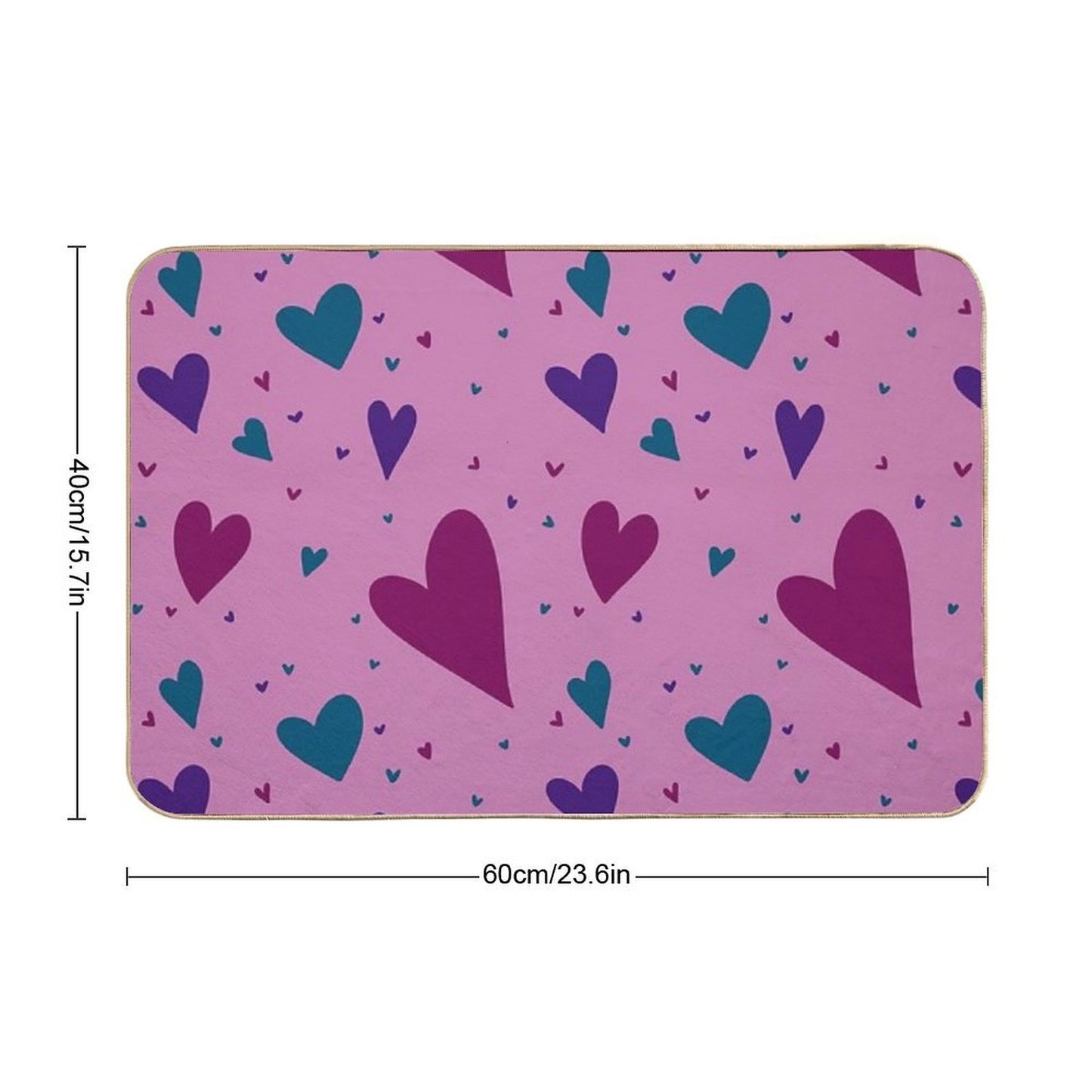 Hearts Fade-Resistant Bath Mat