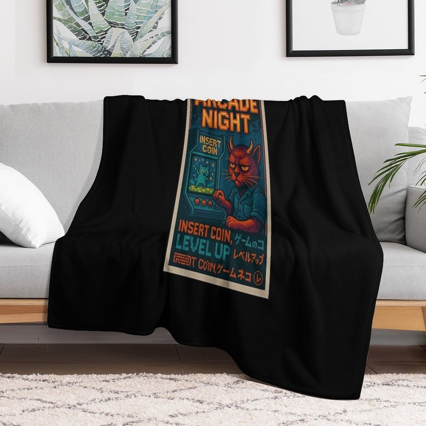 Arcade Night Leveling Up in Silence Quick-dry Throw Blanket
