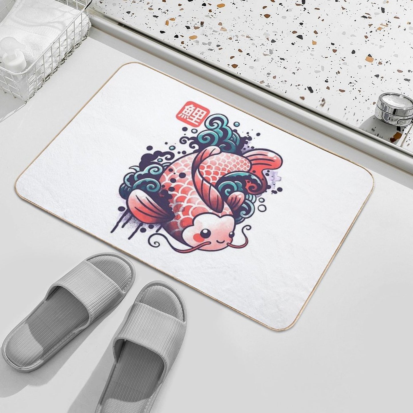 Koi Carp Fish Watercolor Absorbent Bath Mat