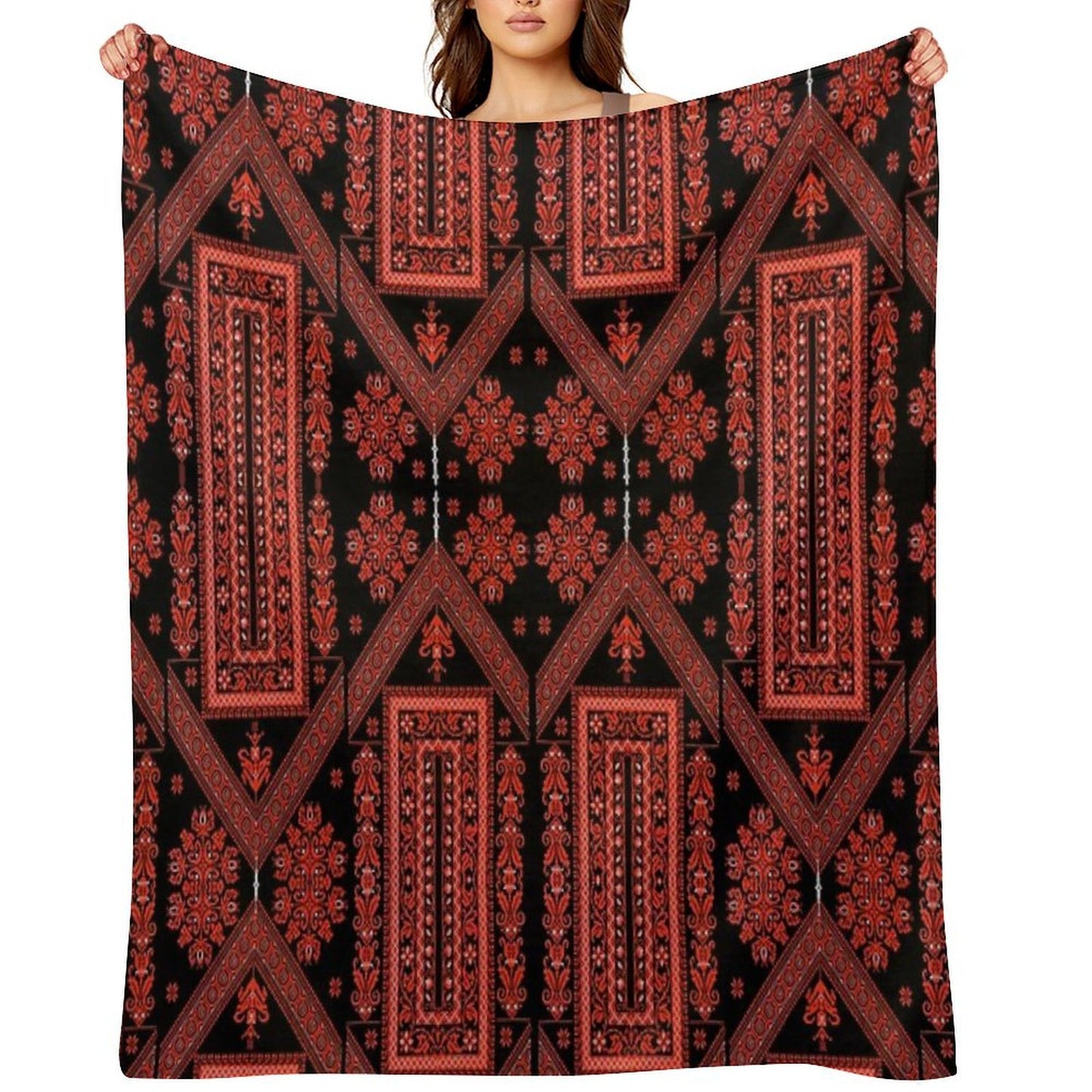 Palestinian Embroidery Boxes Velvety-soft Throw Blanket