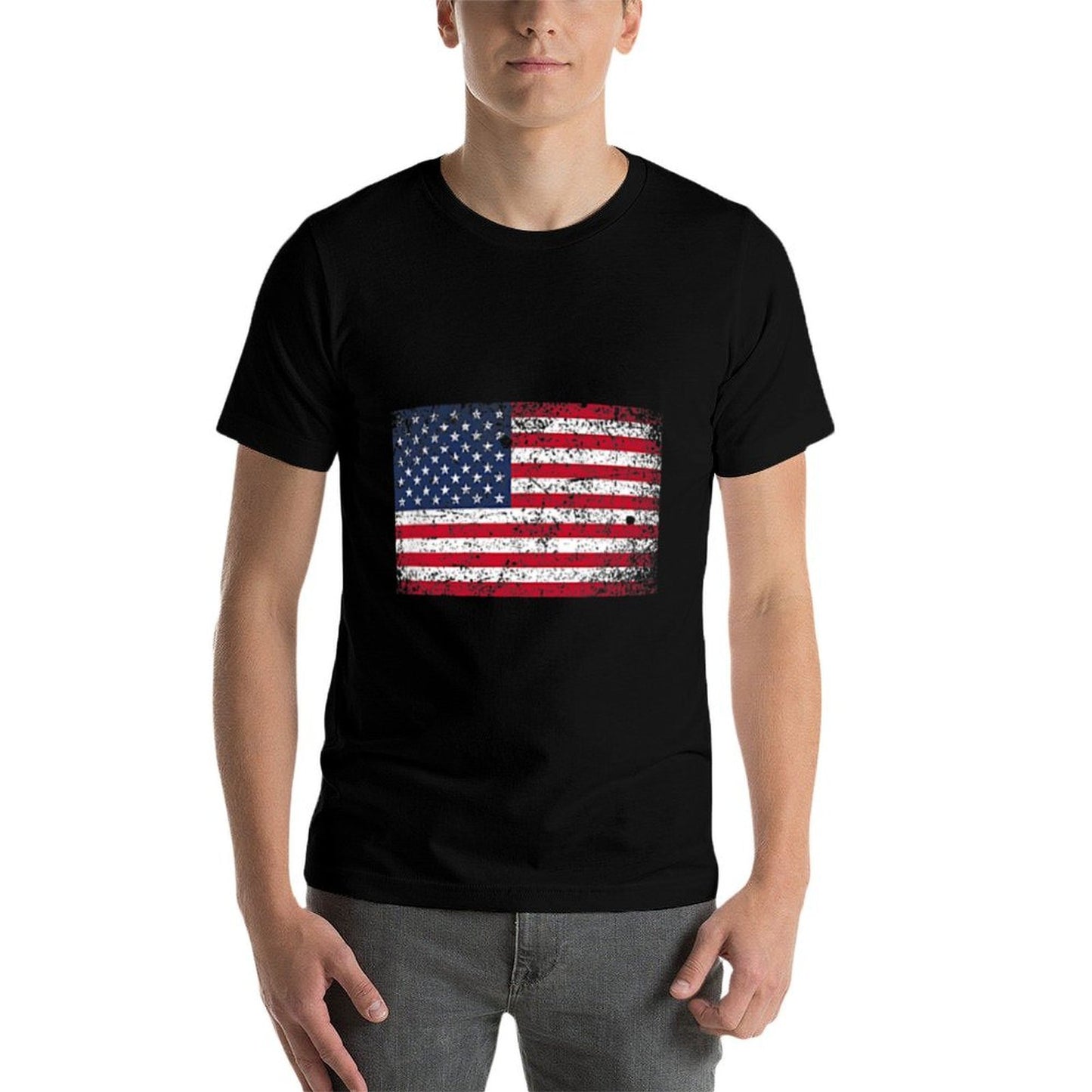 4th of July Distressed American USA Pocket Odor-resistant T-Shirt