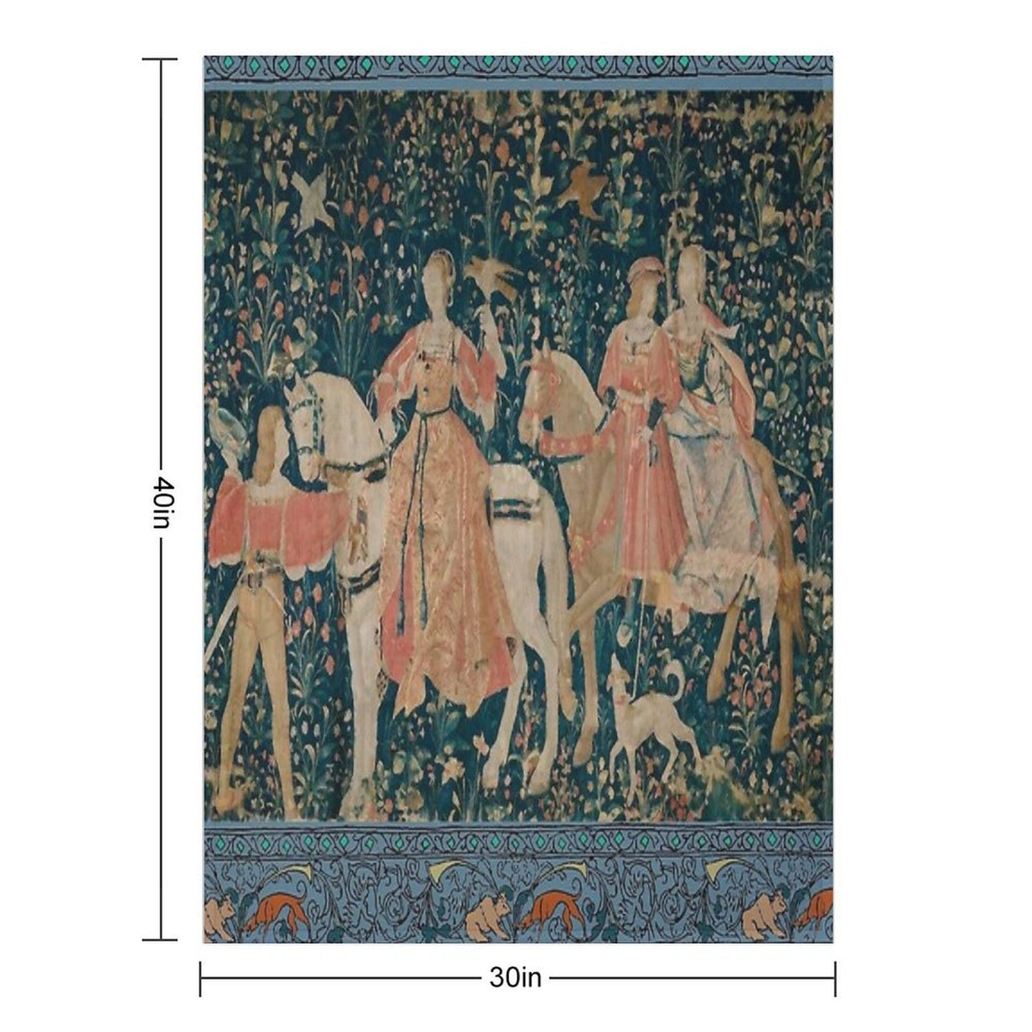 Medieval Tapestry - The Hawk Hunt Plush Throw Blanket