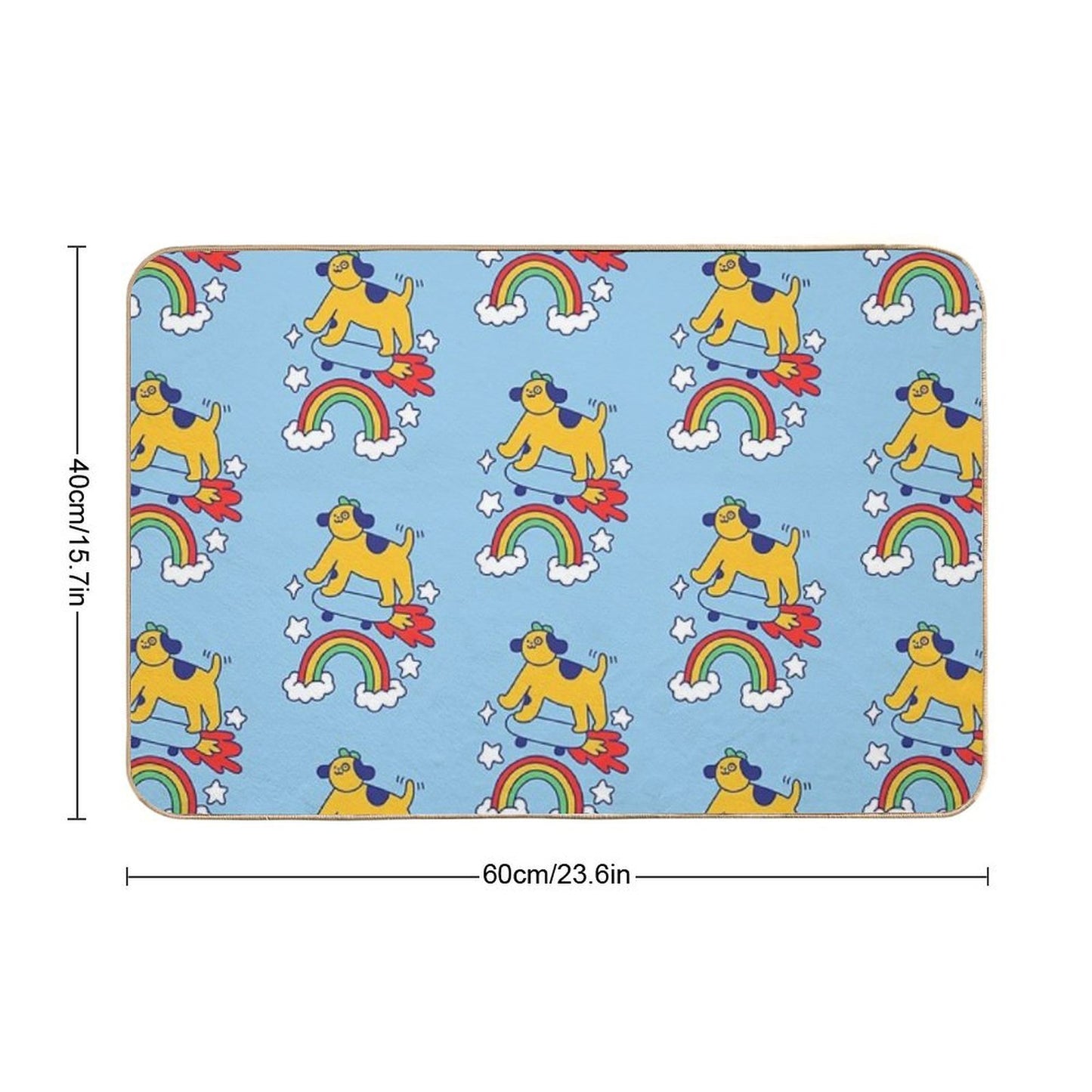 Dog Flying On A Skateboard Pet-Safe Bath Mat