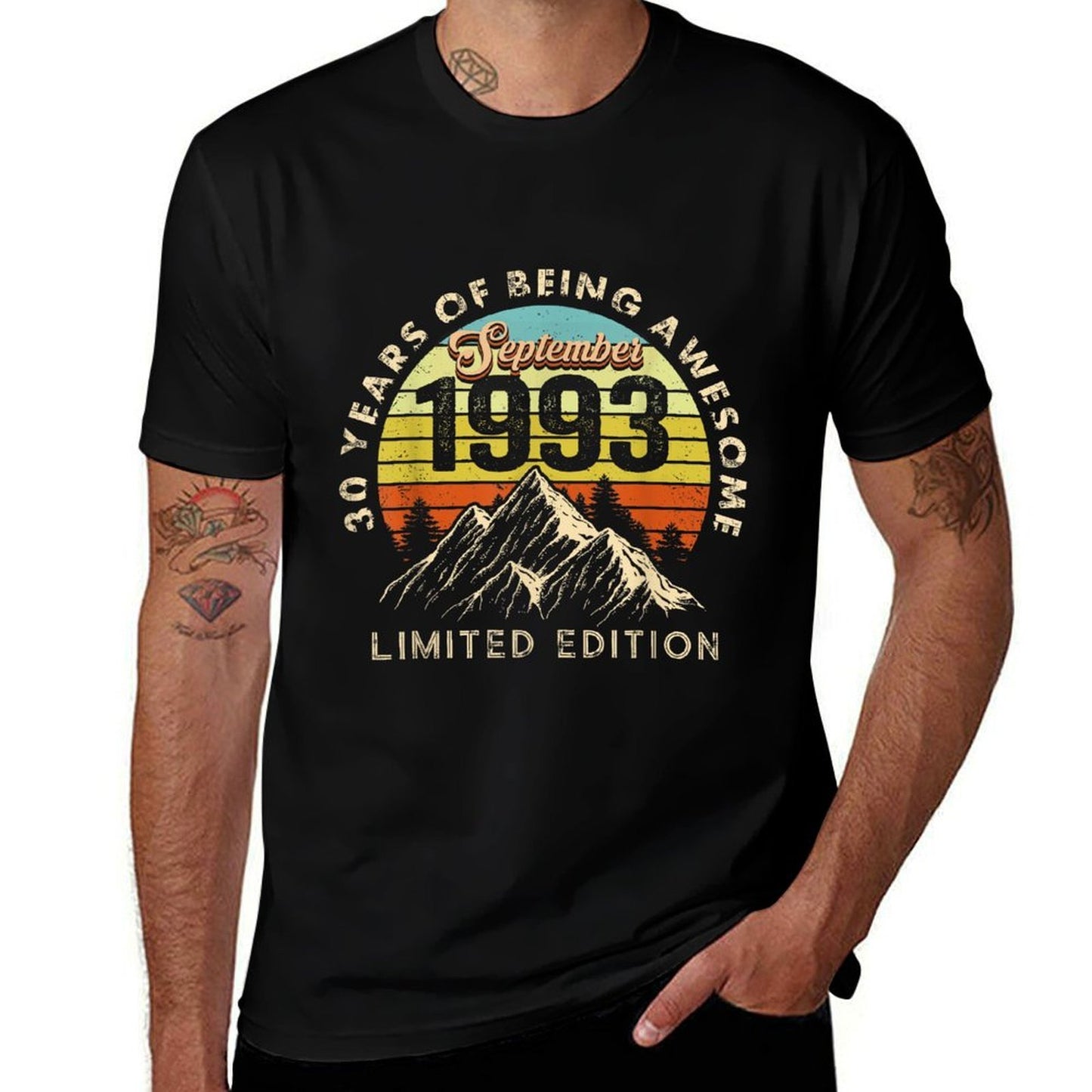 Made in 1993 Born September 1993 30th Birthday Rolled Sleeves T-Shirt