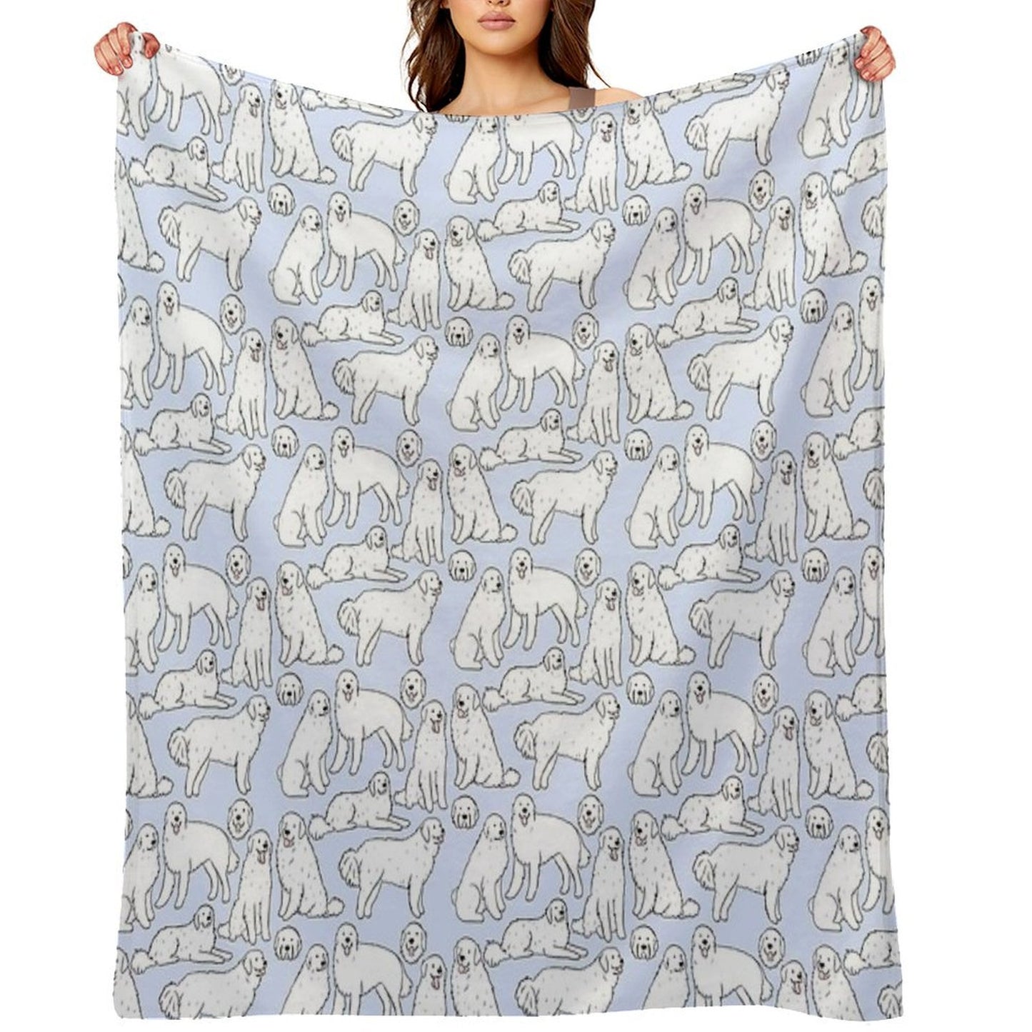 Great Pyrenees Cute Illustration Pattern Quick-dry Throw Blanket