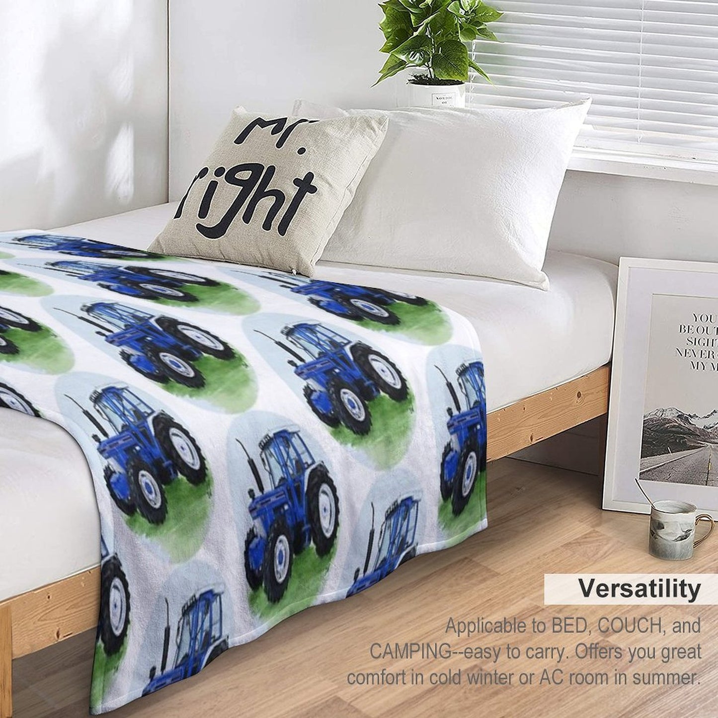 Blue Classic Tractor Gift-ready Throw Blanket