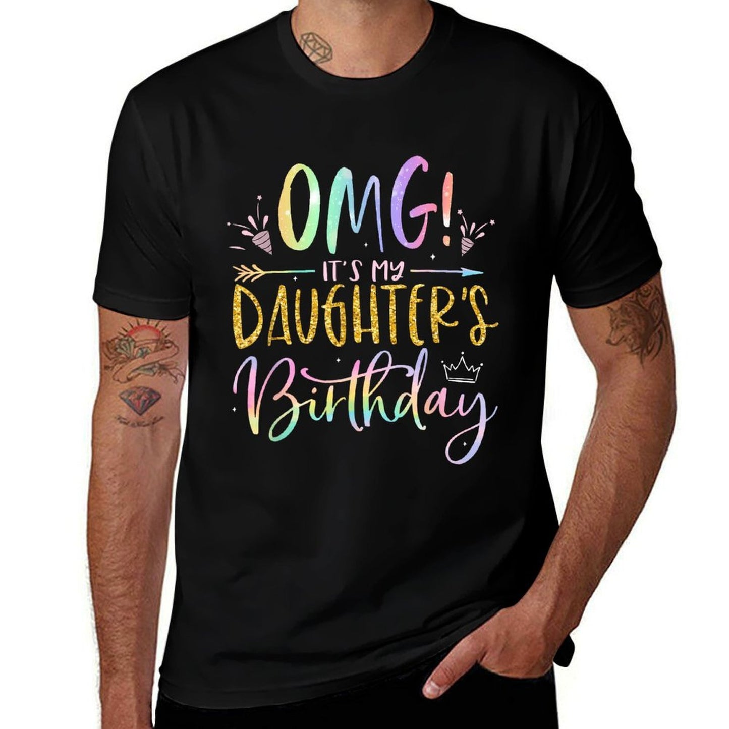 OMG It's My Daughter's Birthday Happy BDay Tie Dye Mom Dad Trendy Pattern T-Shirt