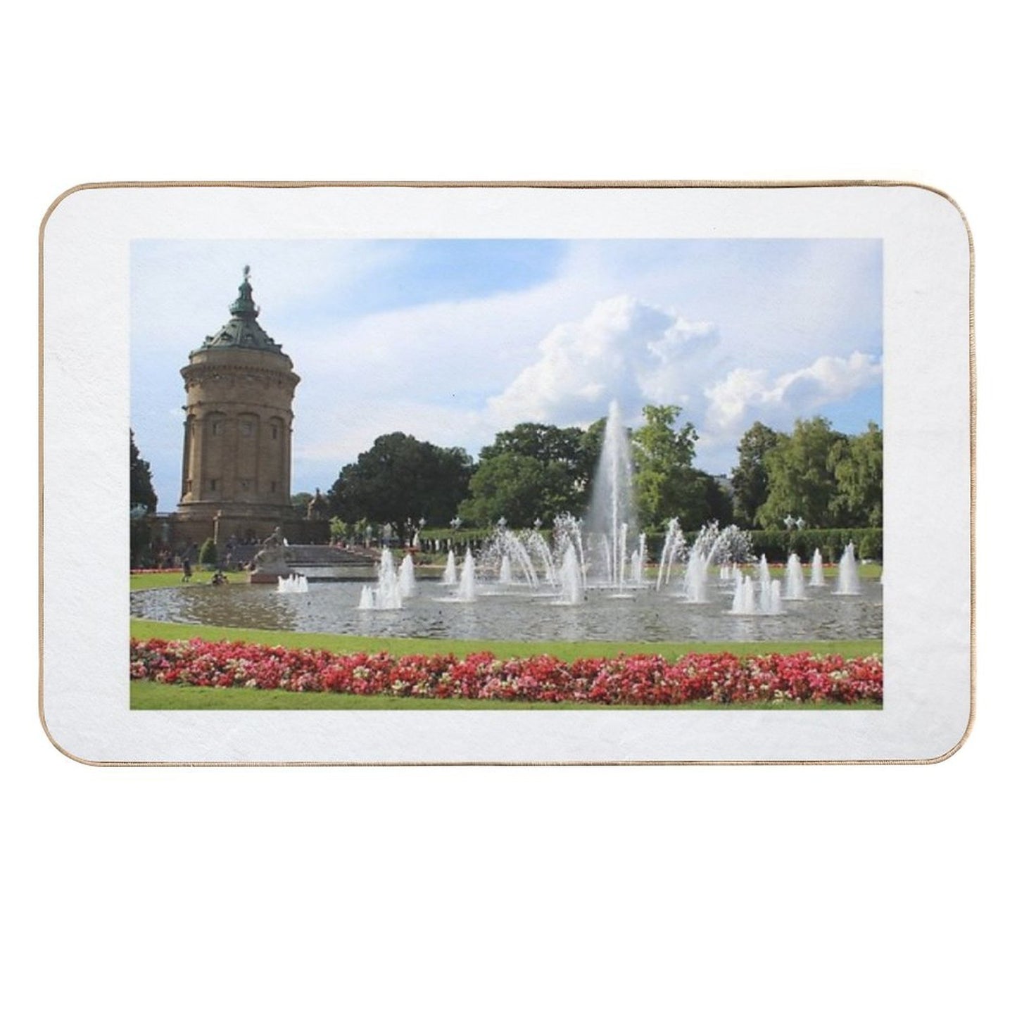 Mannheim Water Tower in Summer Slip-Resistant Bath Mat