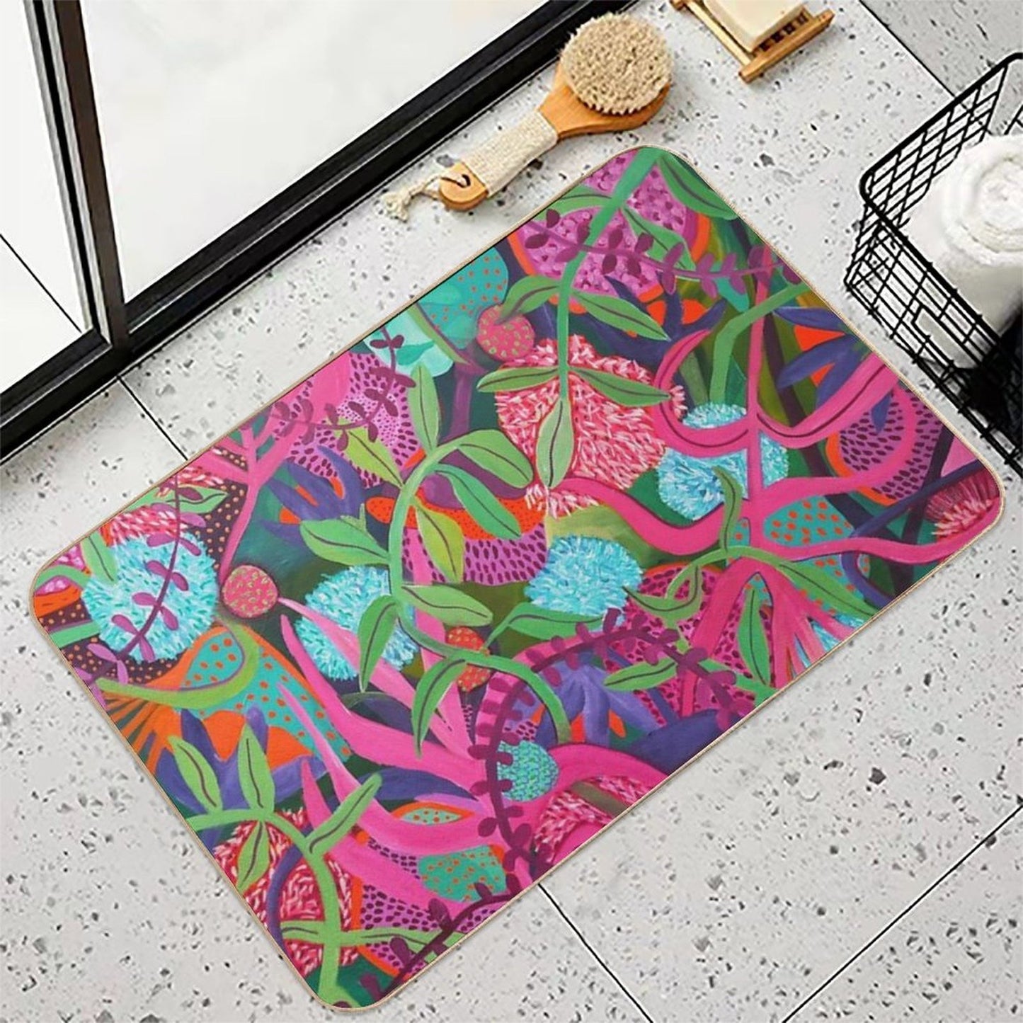 Wild Pink Pattern Absorbent Bath Mat