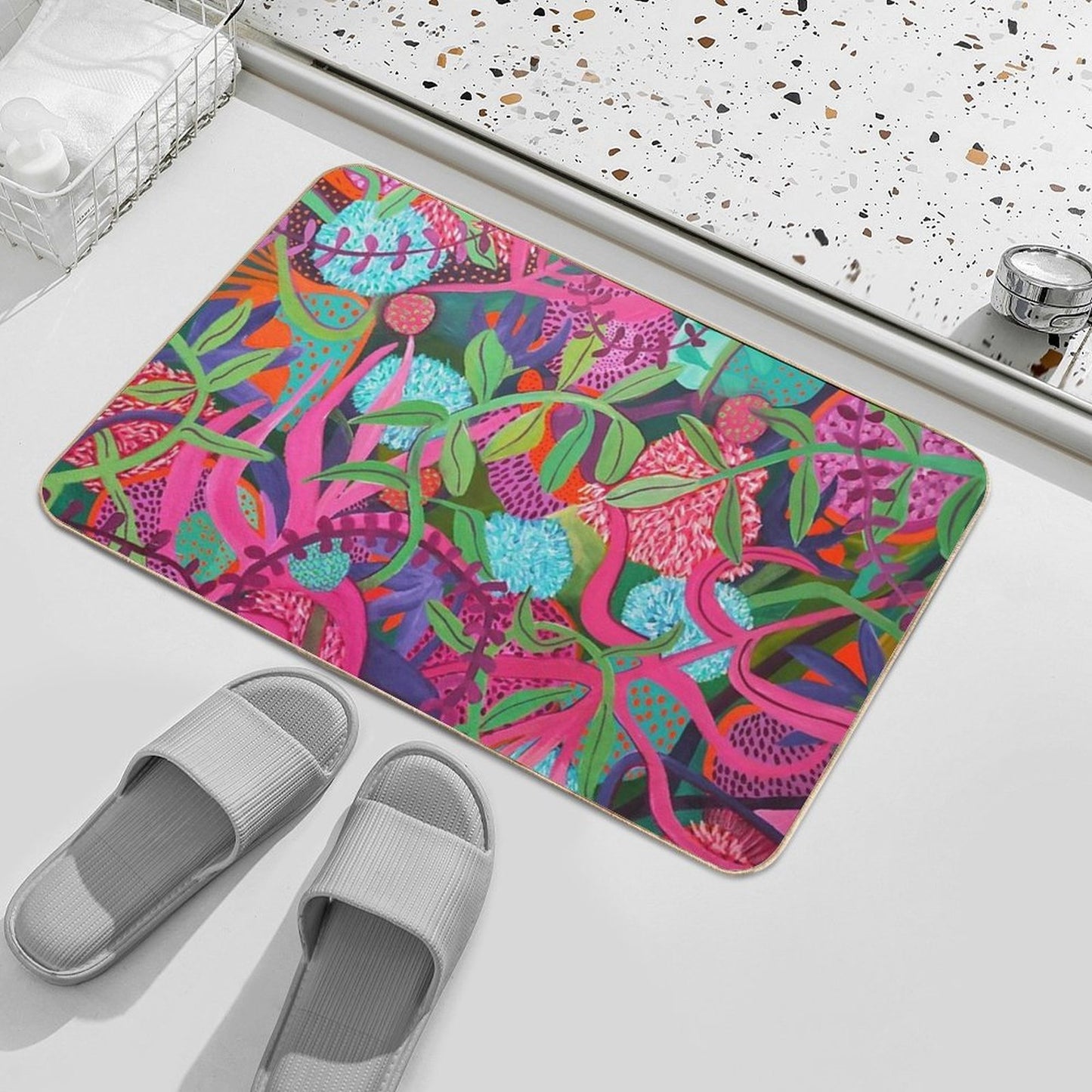 Wild Pink Pattern Absorbent Bath Mat