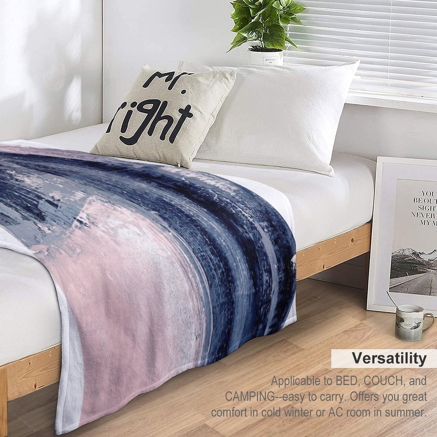 Pink And Navy 1 Durable Throw Blanket