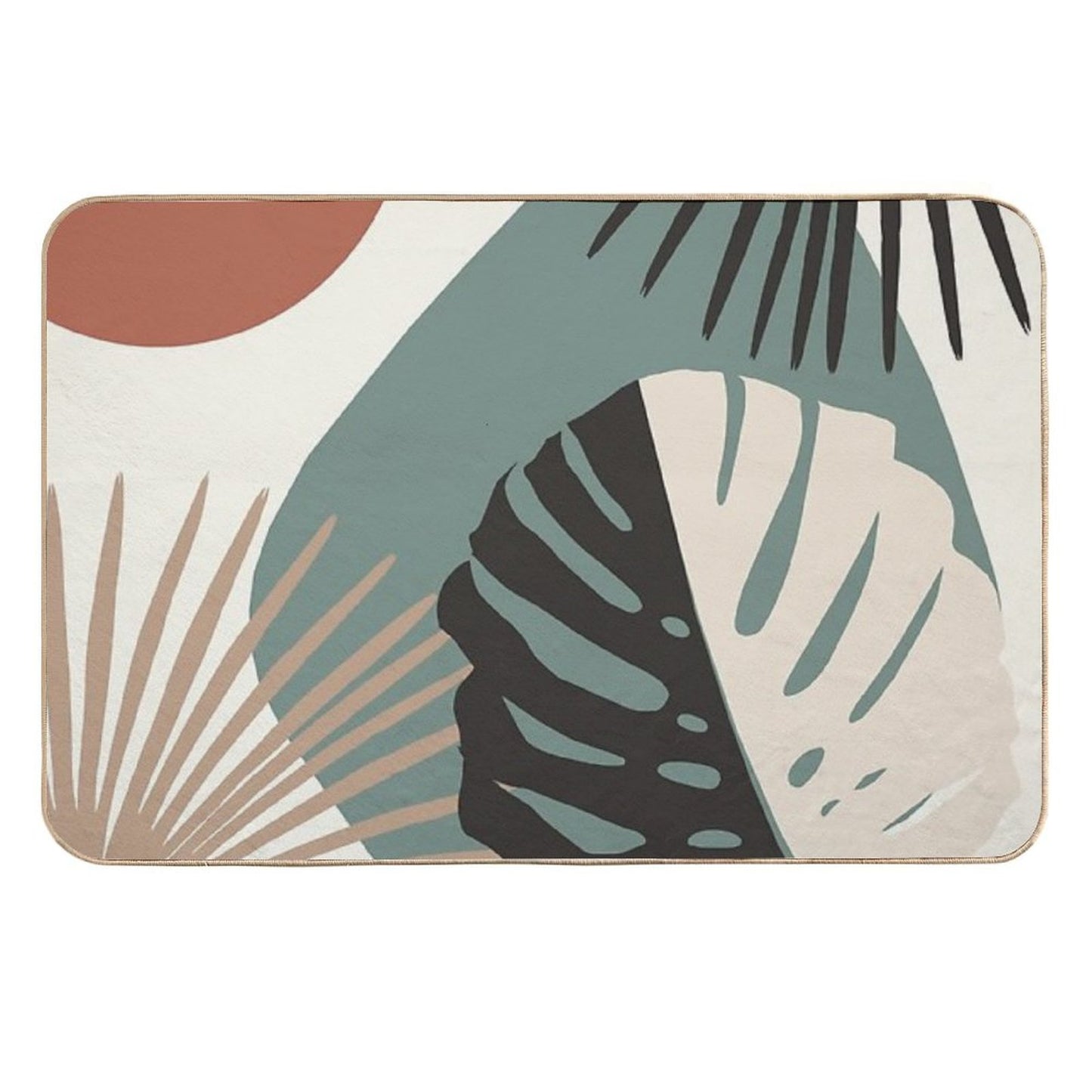 Minimal Yin Yang Monstera Fan Palm Finesse #1 #tropical #decor #art Eco-Friendly Bath Mat
