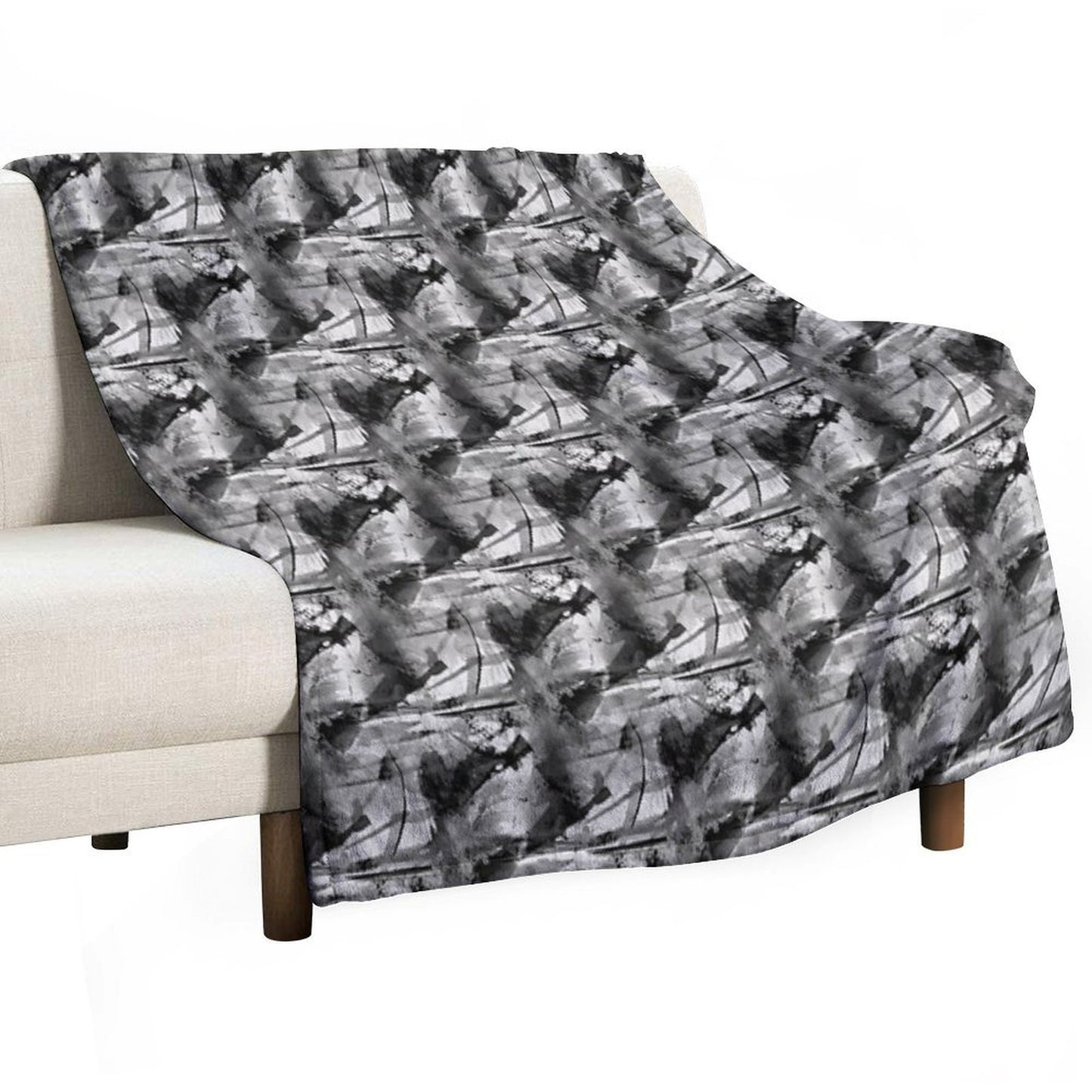 Grunge Monochromatic Grayscale Pattern Sustainable Throw Blanket