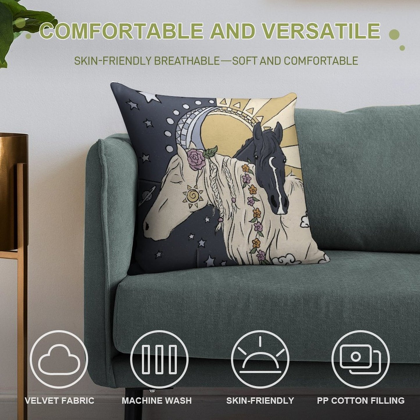 The Sun And Moon Soft Washable Throw Pillow