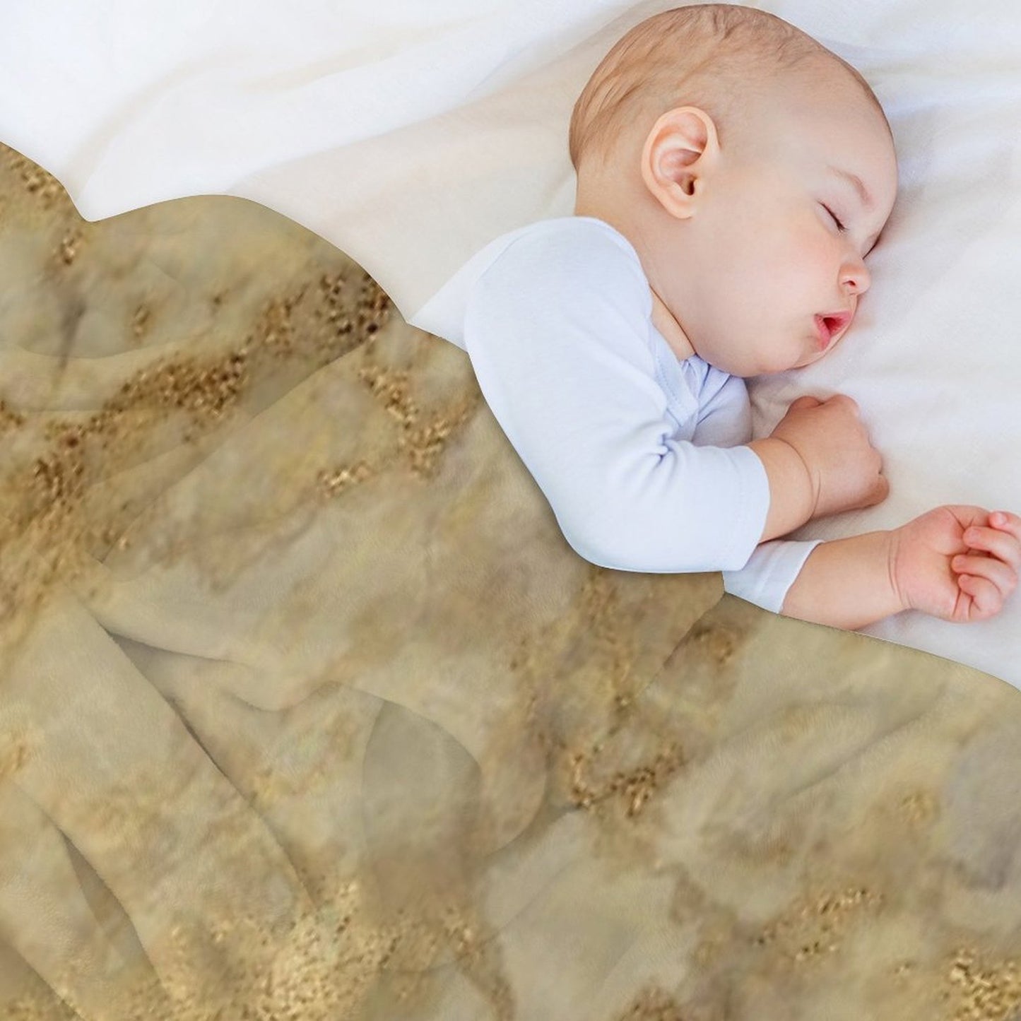 Gold Metallic Marble Texture – Elegant Abstract Beige & Gold Pattern Compact Throw Blanket
