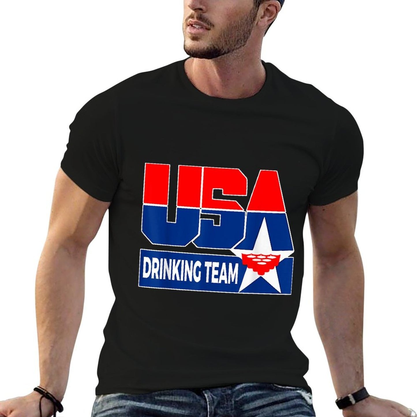 USA Drinking Team American Patriotic Beer Frat Boy Pun Quick-drying T-Shirt