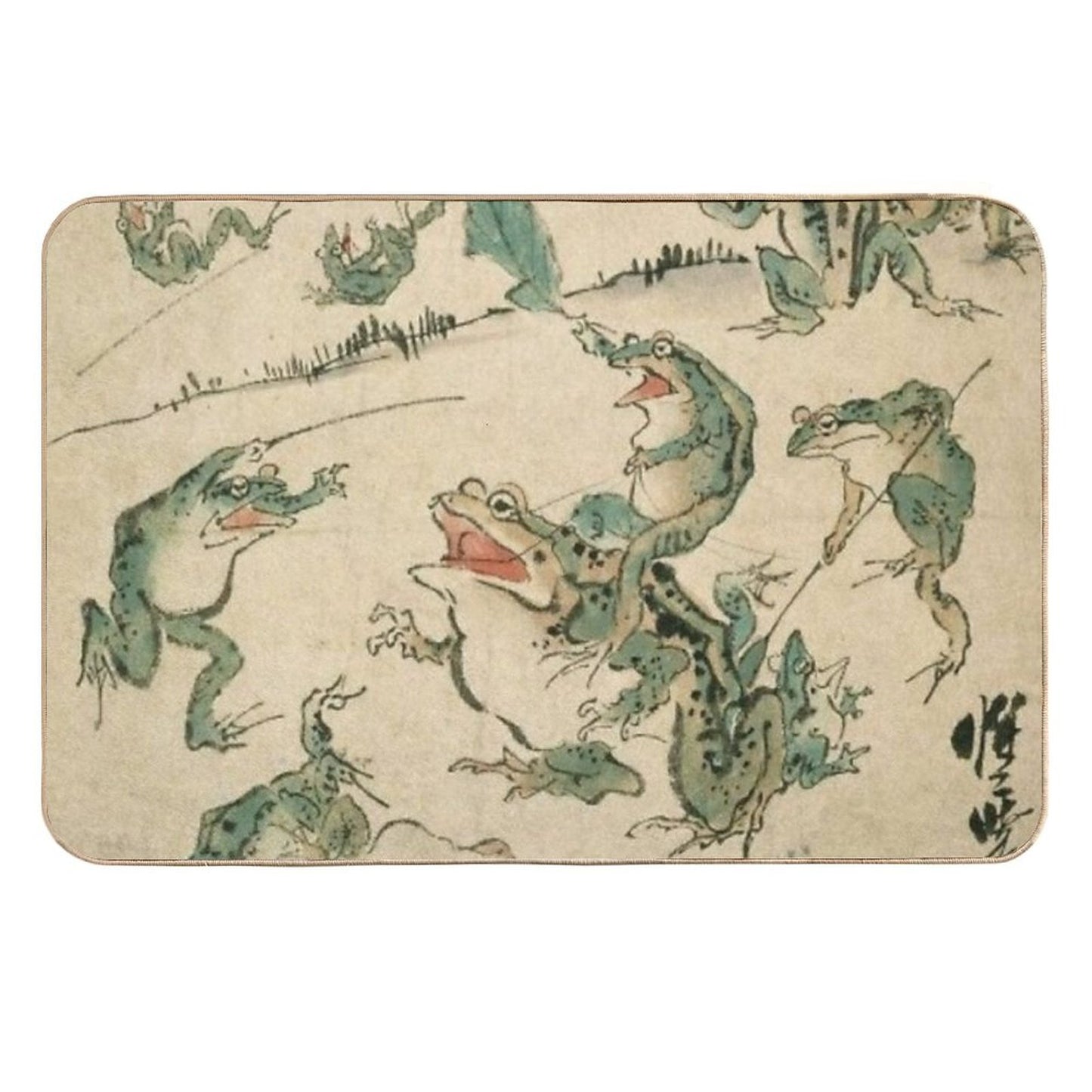 Frog Battle - Kawanabe Kyosai Toxin-Free Bath Mat