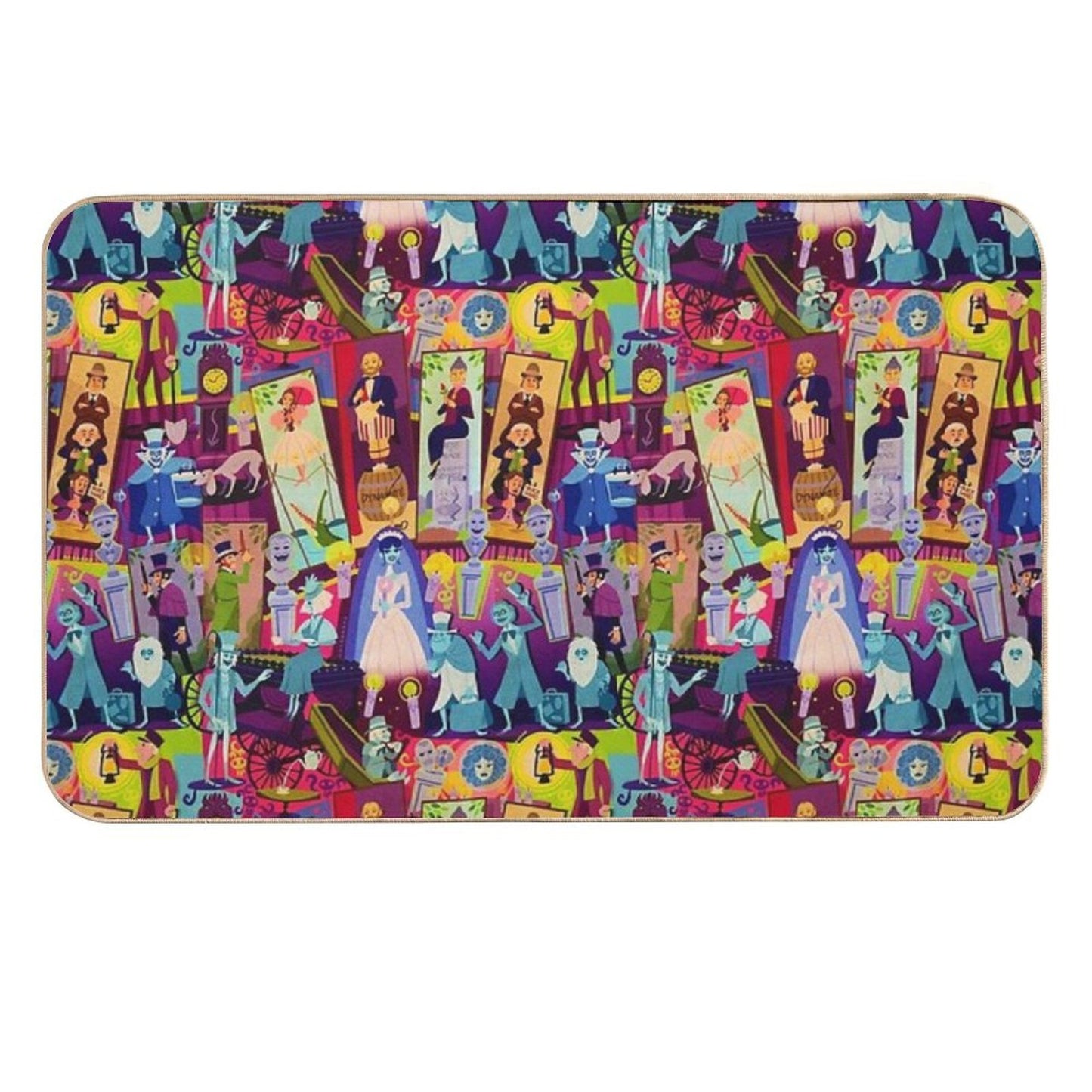 Retro Mansion Collage Absorbent Bath Mat