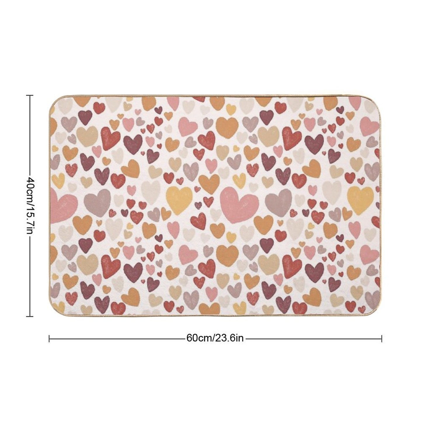 Sketched Hearts in Autumn Colours Absorbent Bath Mat