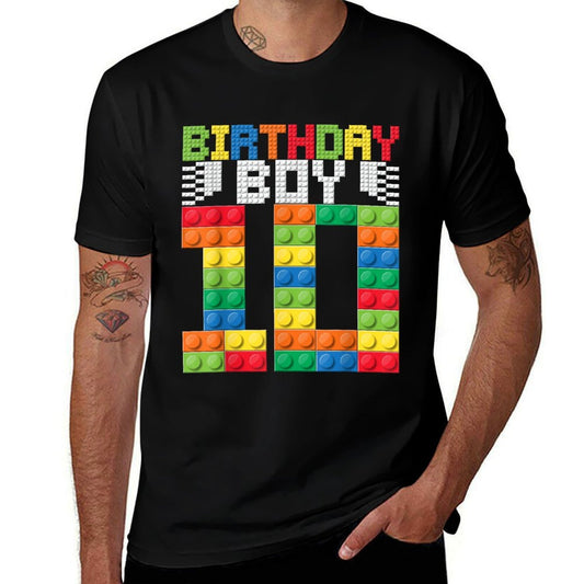 10th Birthday Kids Master Builder Ten Years Building Bricks  Affordable Price T-Shirt