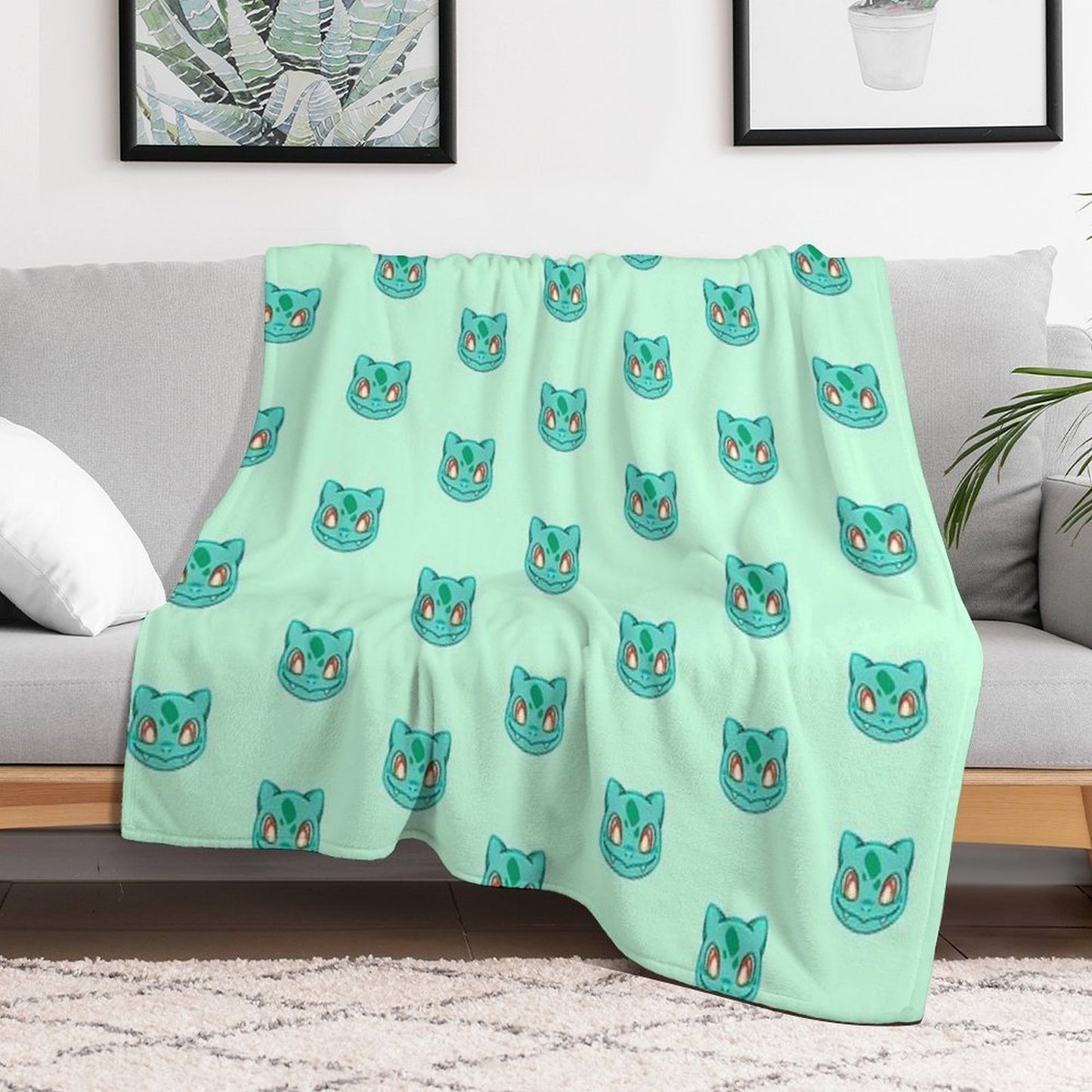 Búlbásáúr Cute! Grass Type Kawaii Plant Video Game Turtle Gift-ready Throw Blanket