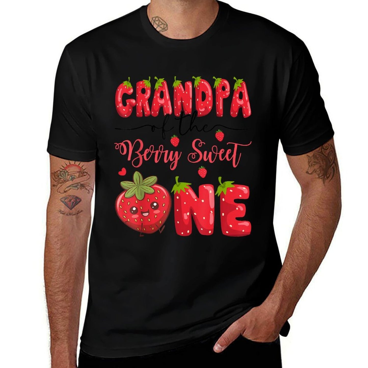 Grandpa Of The Berry Sweet One Strawberry First Birthday Affordable Price T-Shirt