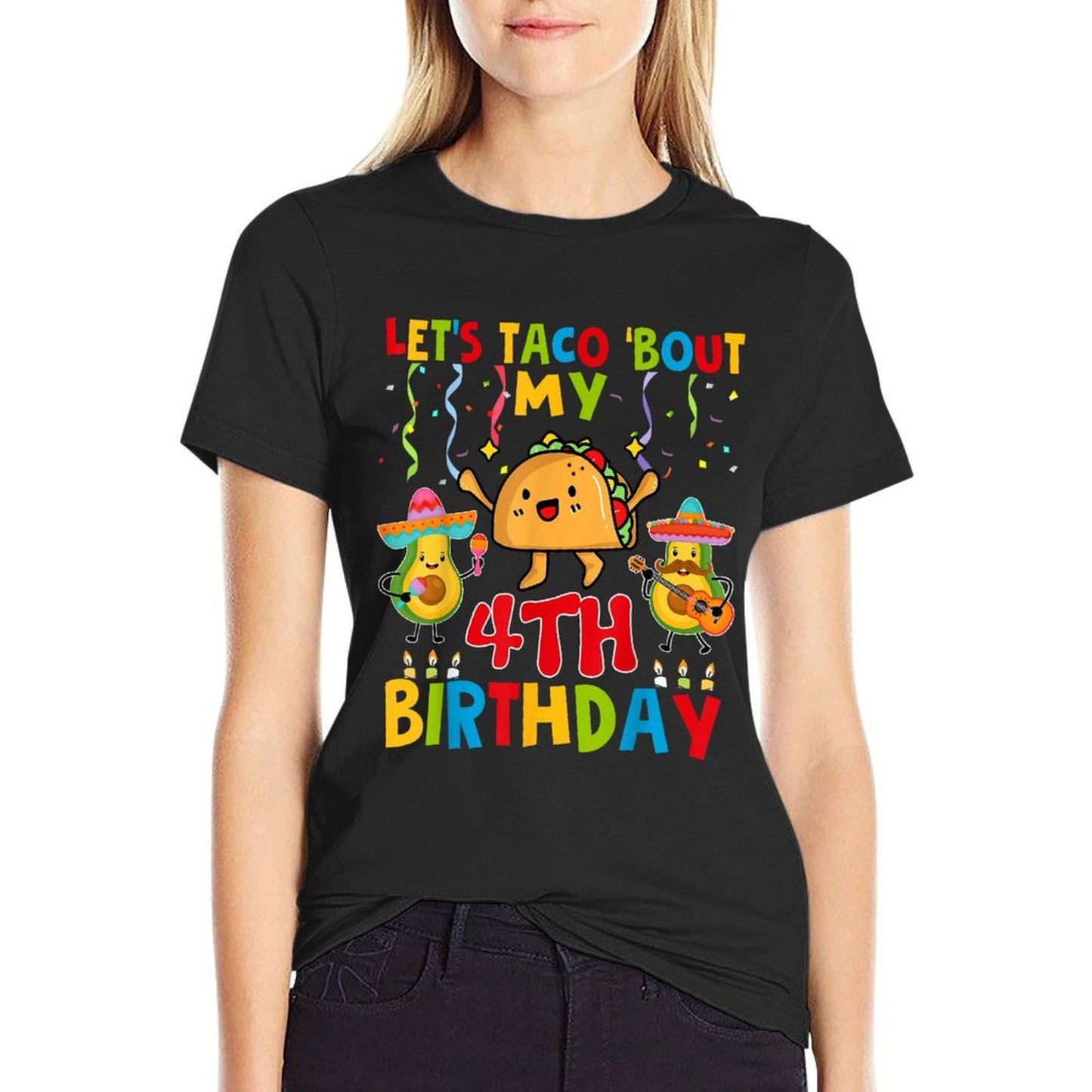 Cinco De Mayo Let's Taco Bout My 4th Birthday Toddler Kids  Stretchy T-Shirt