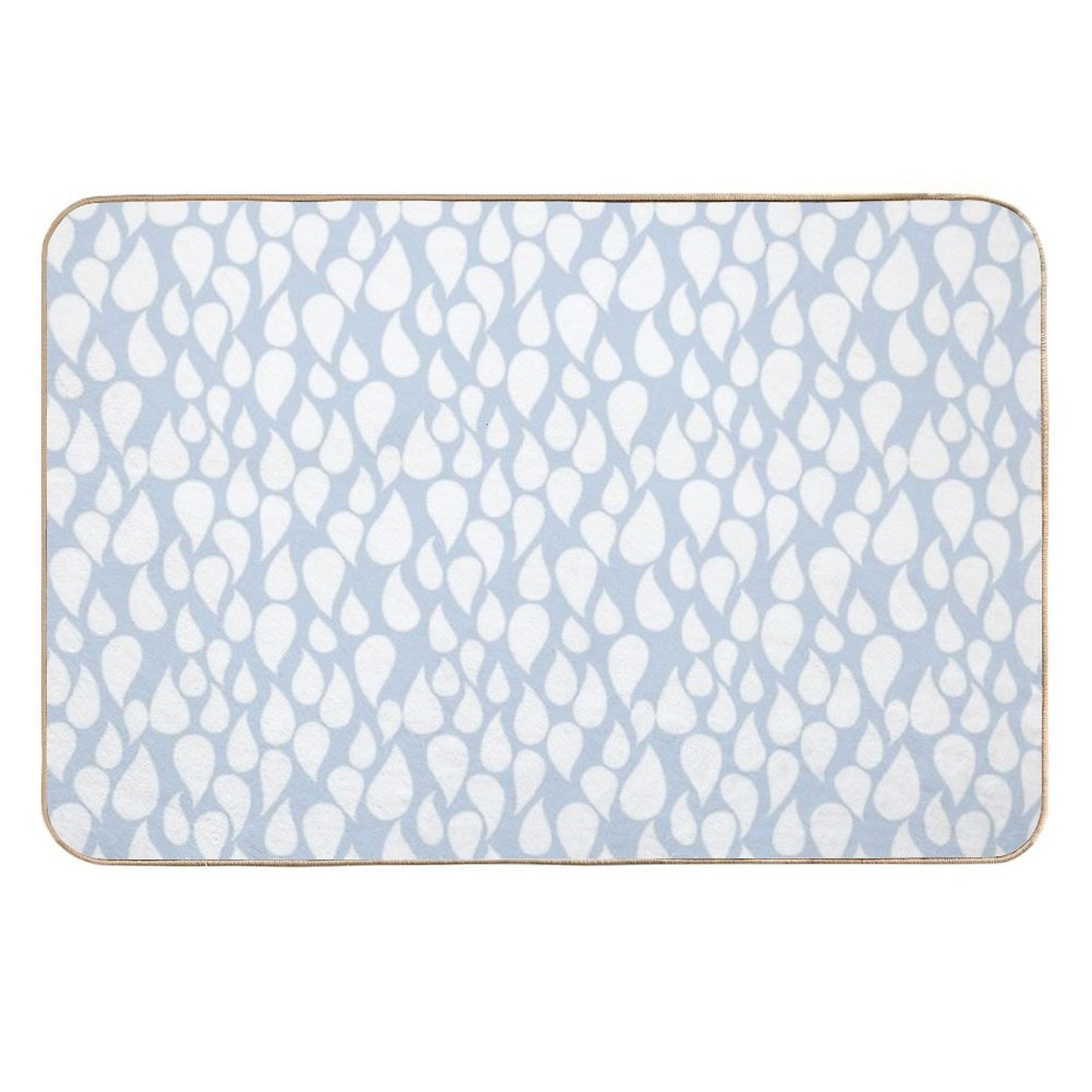 White Droptear on Light Blue Background Toxin-Free Bath Mat