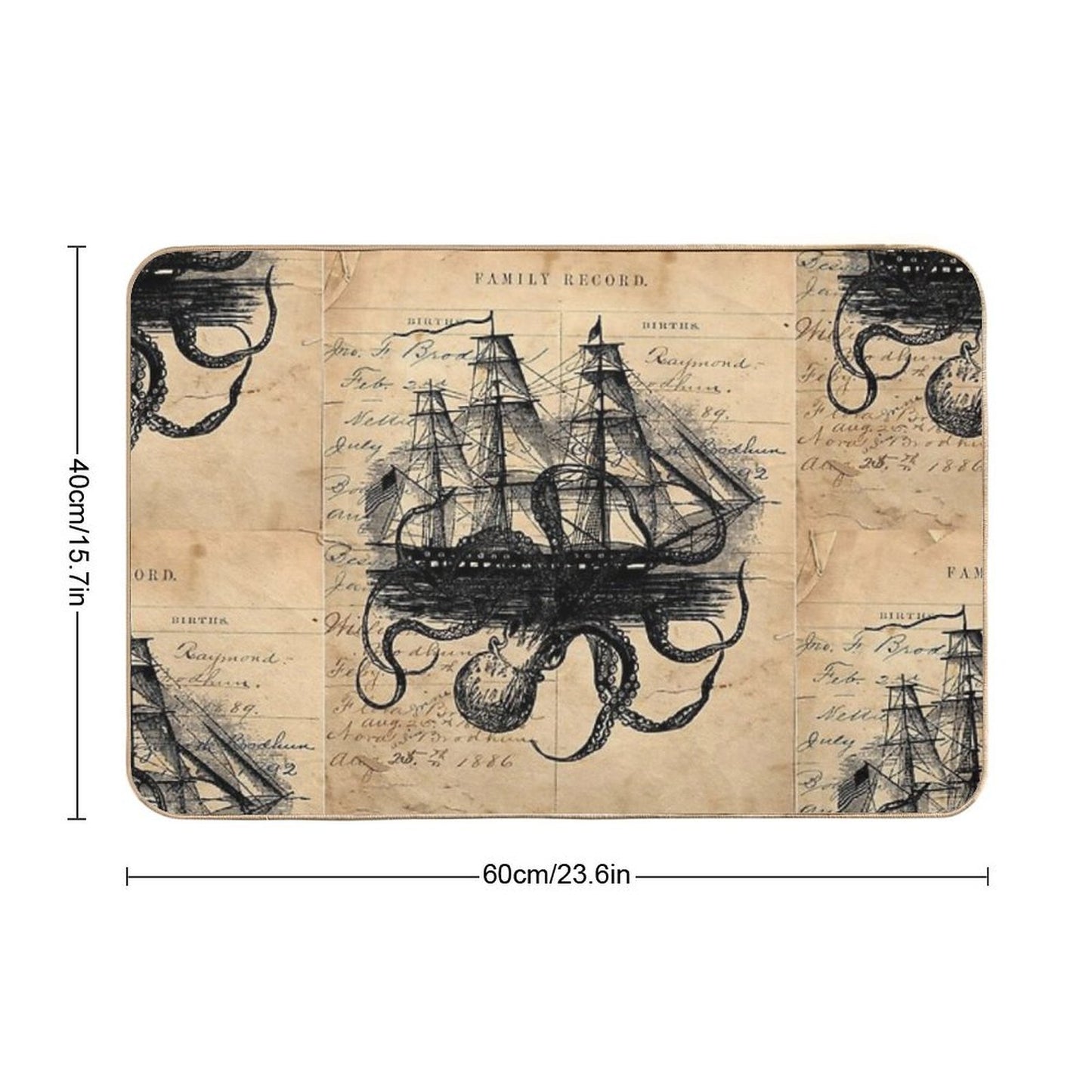 Kraken Attacking Ship on Ledger Design KAS947 Eco-Friendly Bath Mat