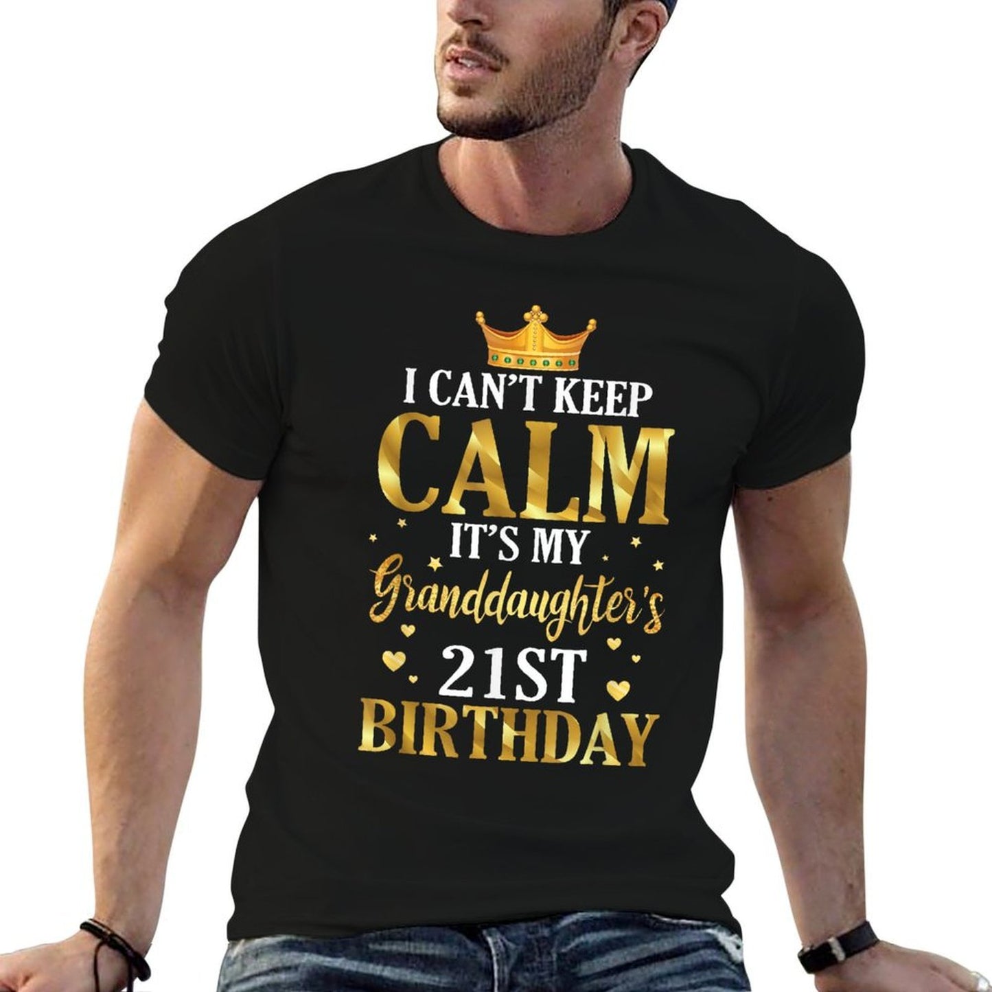 Happy I Can't Keep Calm Its My Granddaughter's 21st Birthday Oversized Silhouette T-Shirt