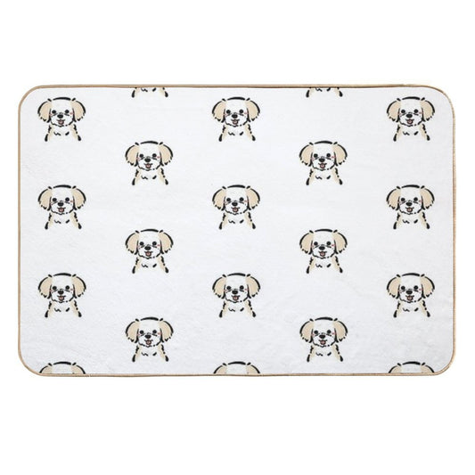 Cute Fluffy Dog Hand-Drawn Kawaii Dog Illustration in Pastel Style  Dirt-Trapping Bath Mat