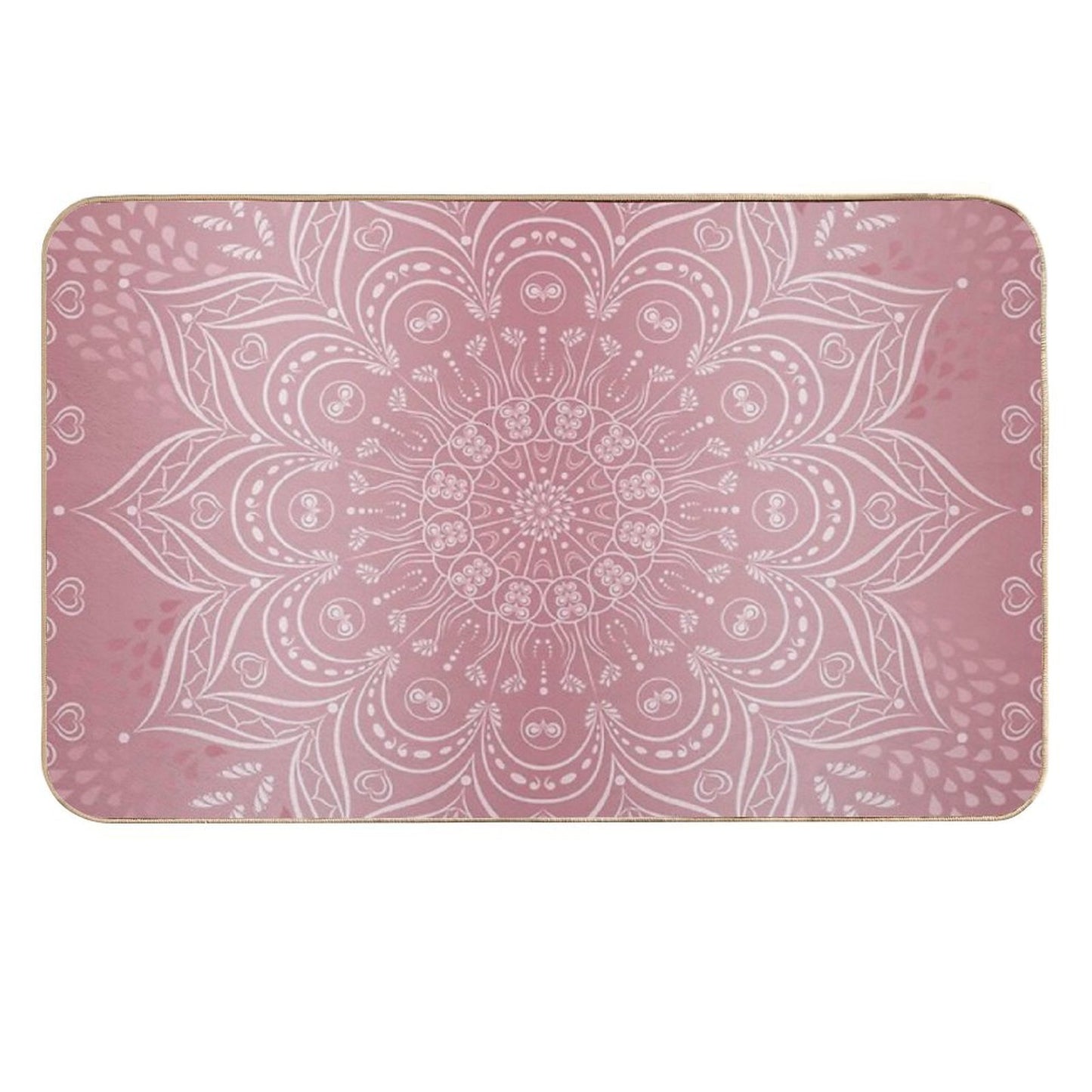 Boho Rose Gold Mandala Non-Slip Bath Mat