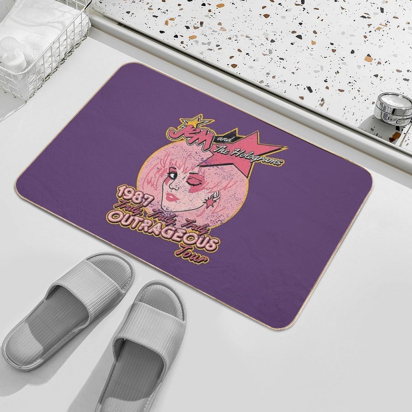 Jem And The Holograms Tour- Distressed Fade-Resistant Bath Mat