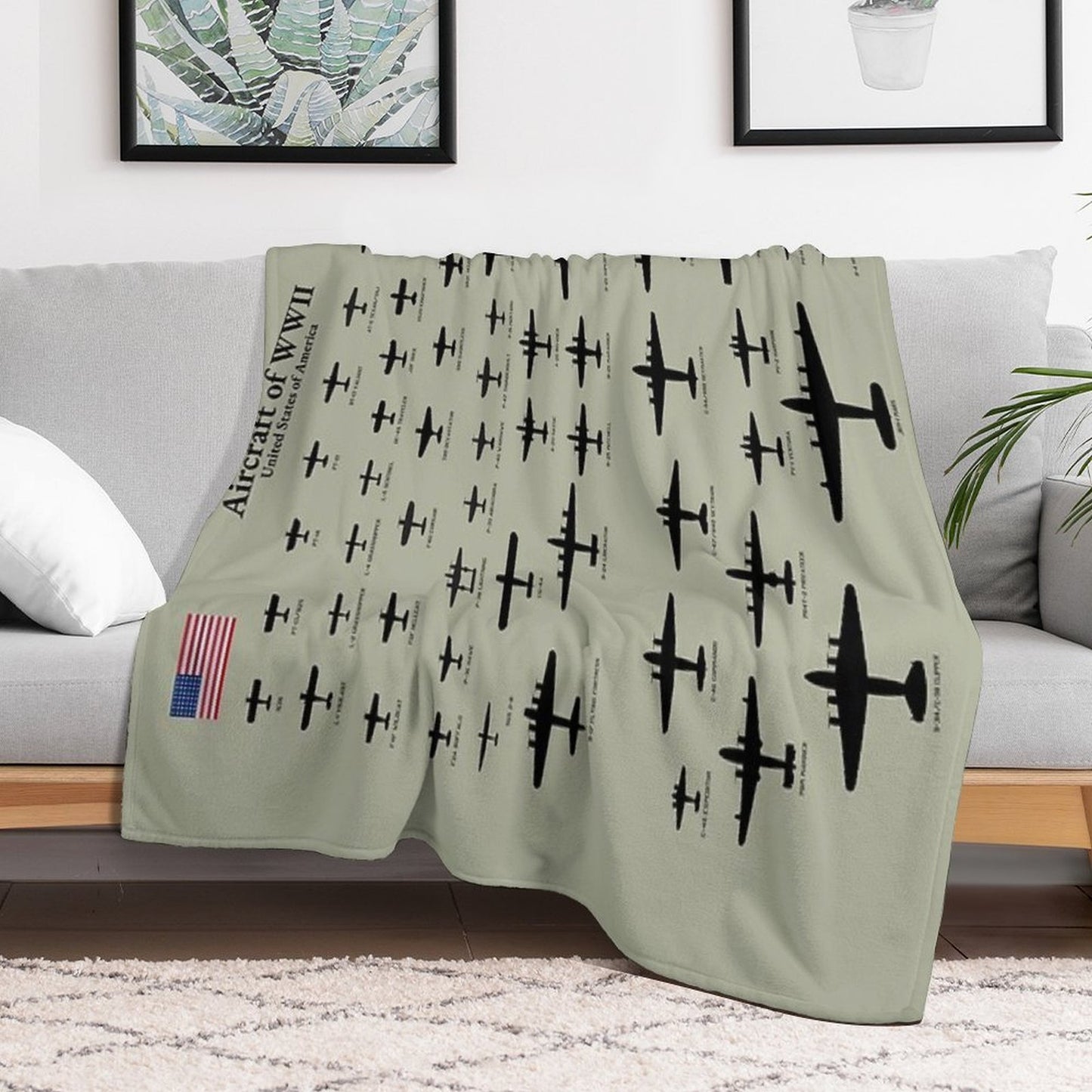 American Aircraft of WWII Plush Throw Blanket