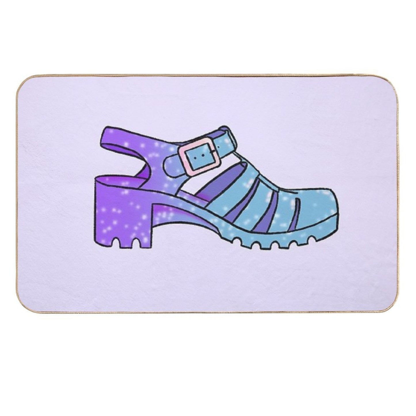 Jelly Sandals Glitter Transparent Shoes Cute Aesthetic Illustration Absorbent Bath Mat