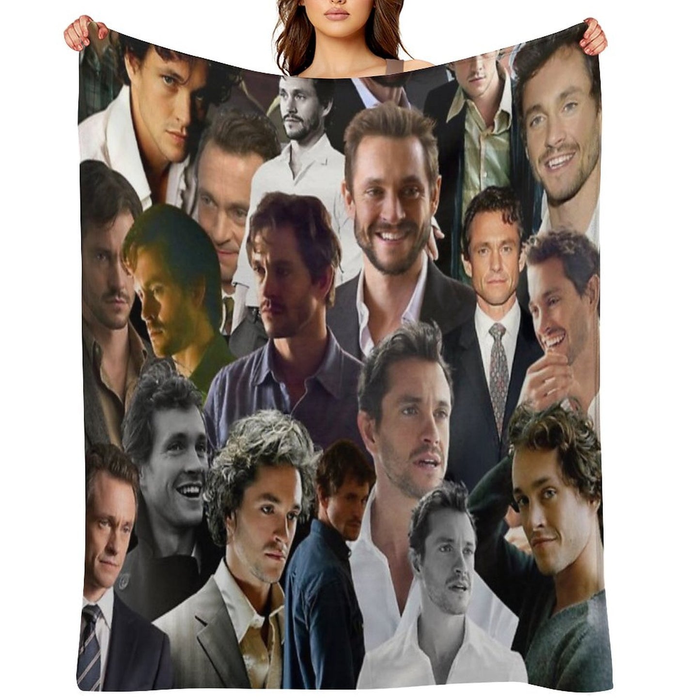 Hugh Dancy Photo Collage Velvety-soft Throw Blanket