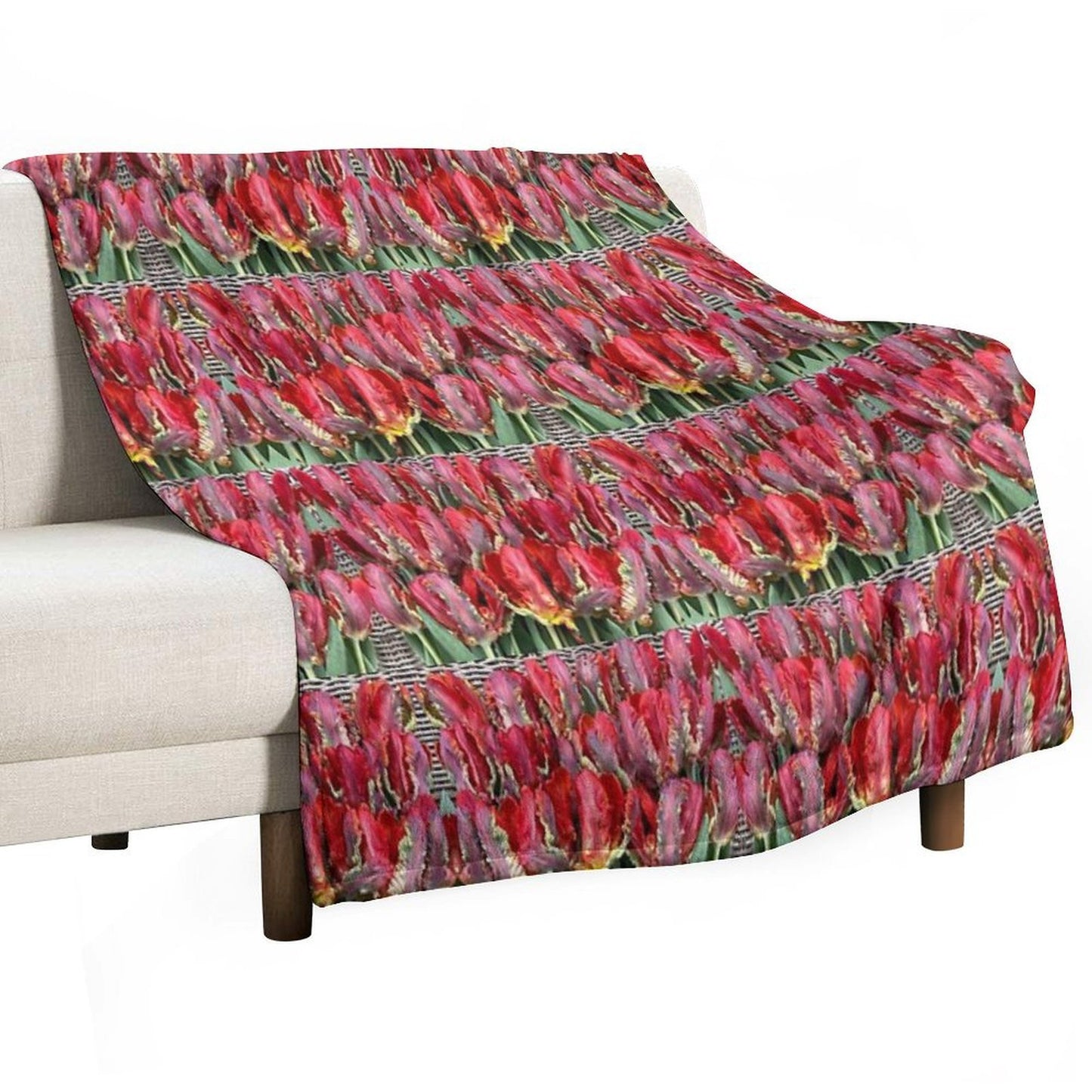 Parrot Tulips Floral Design Travel-friendly Throw Blanket