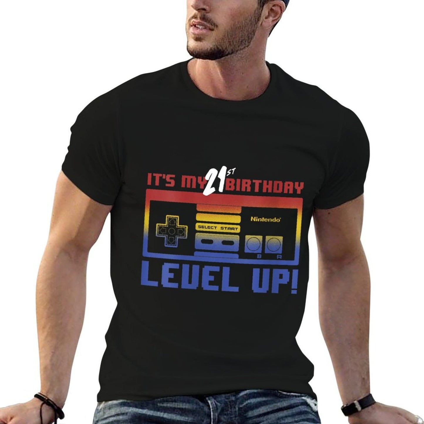 Nintendo It's My 21st Birthday Level Up! SNES Controller Moisture-wicking T-Shirt