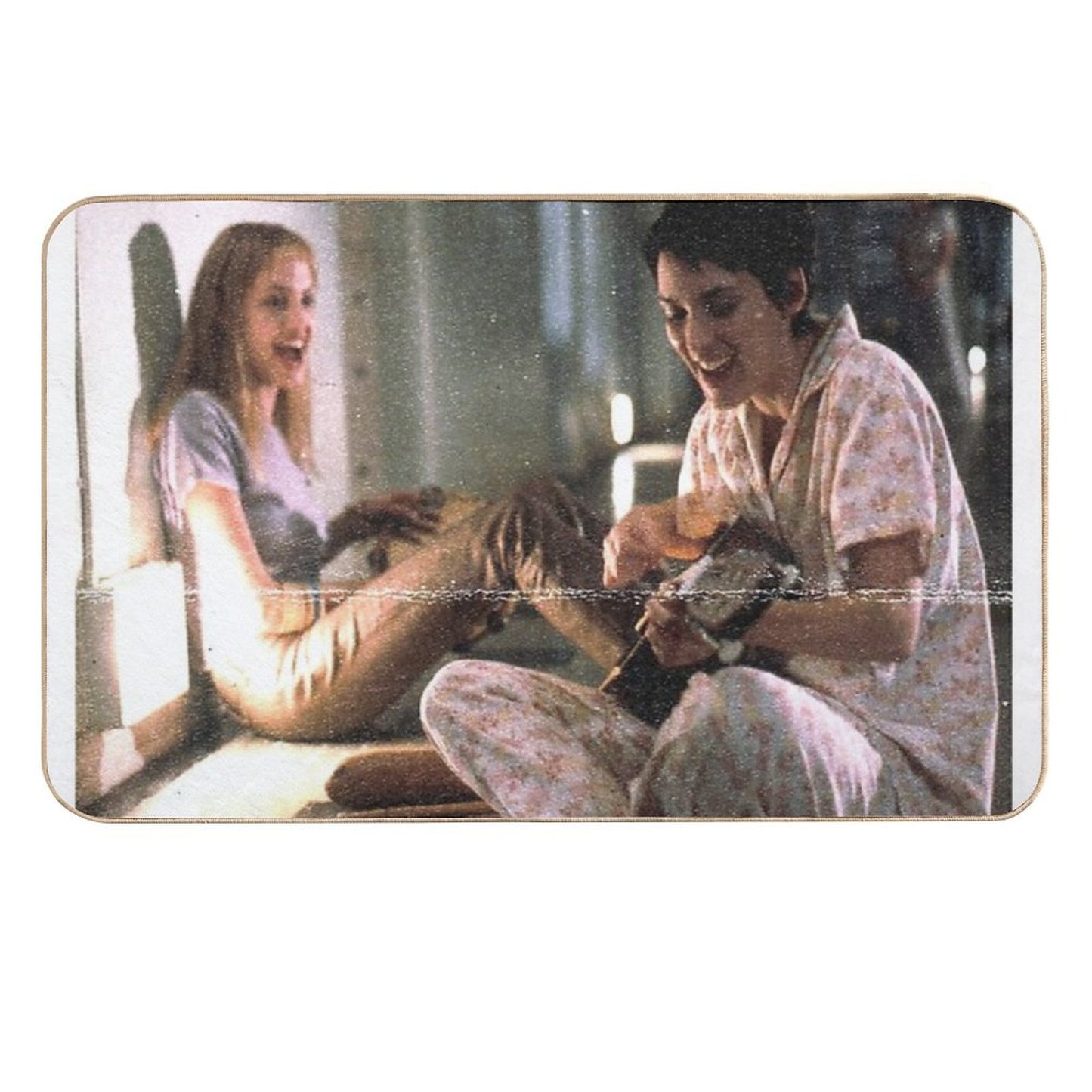 Girl Interrupted Vintage Art Easy Maintenance Bath Mat