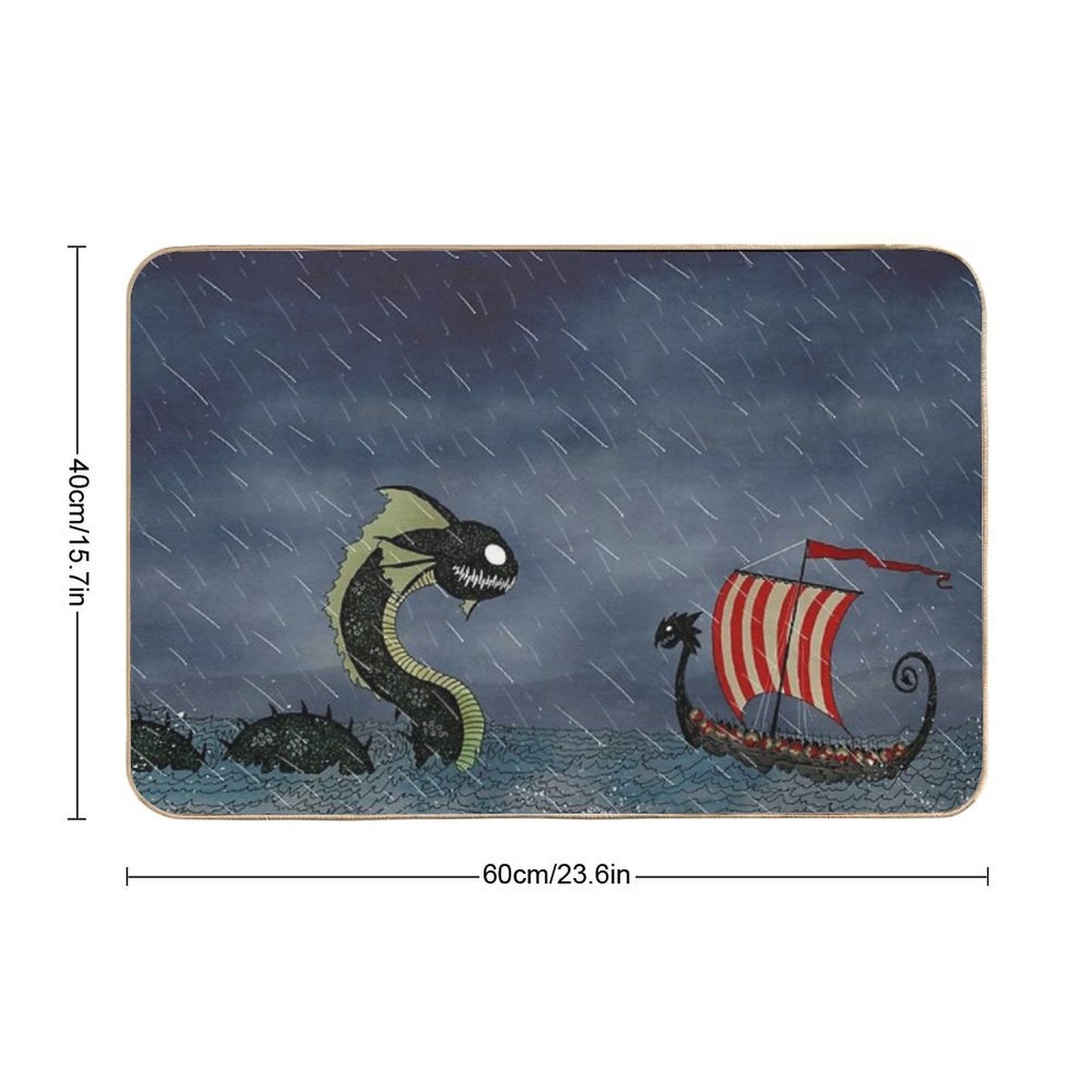 Vikings & Sea Serpent Repositionable Bath Mat