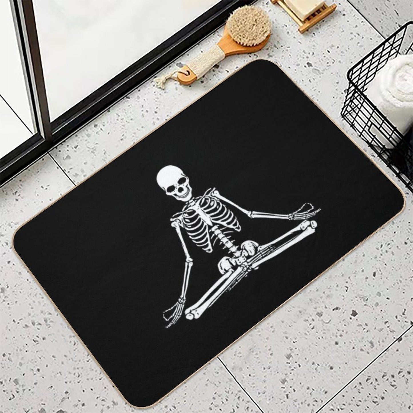 Meditating Skeleton Pet-Safe Bath Mat
