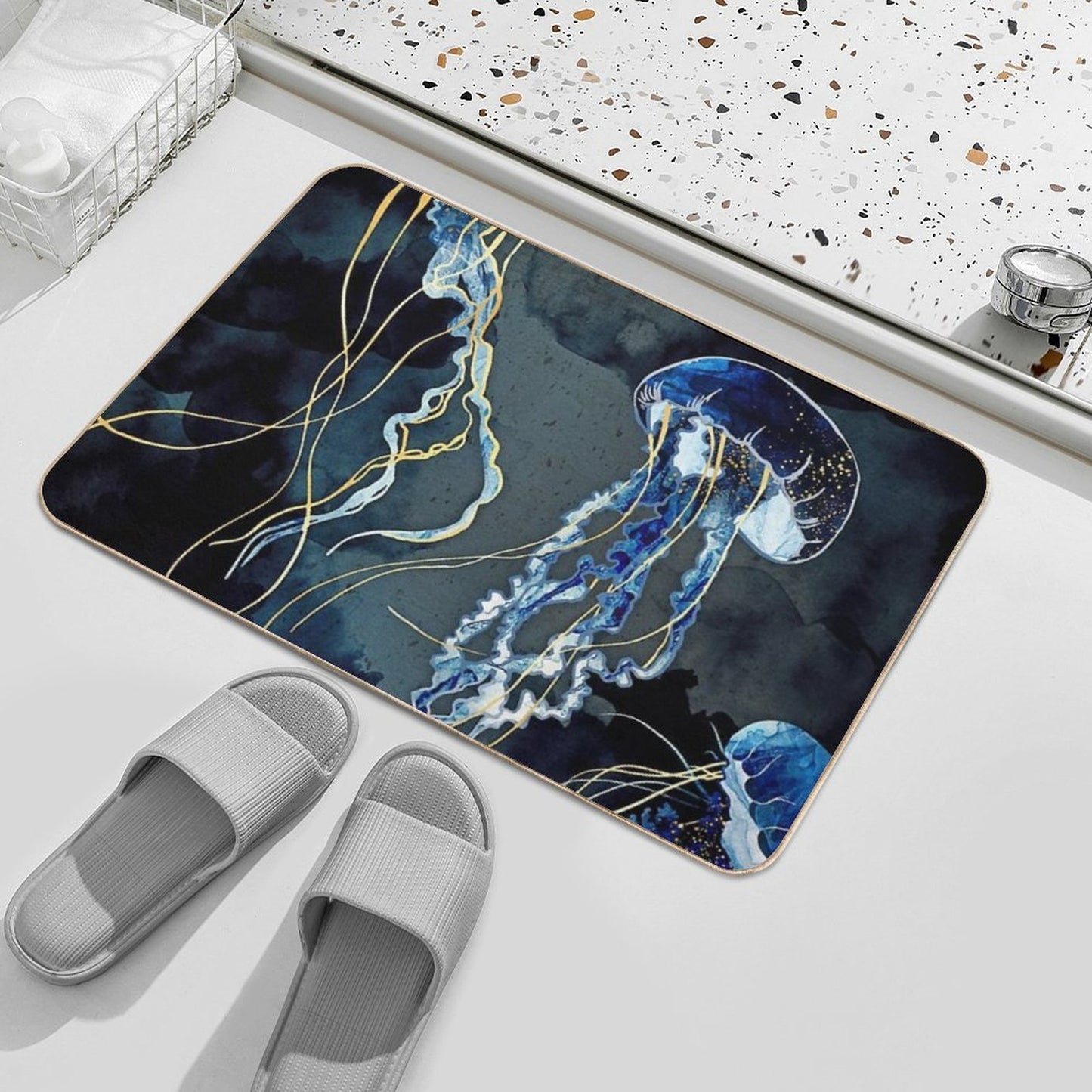 Metallic Ocean III Easy Maintenance Bath Mat