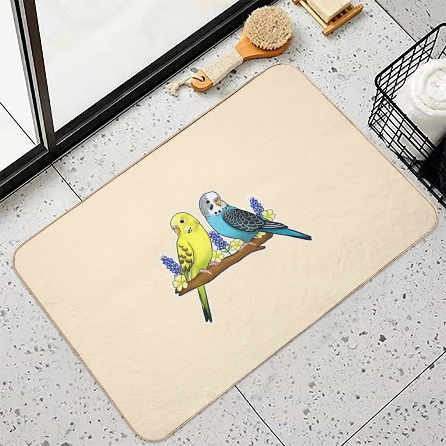 Cute Budgies Rapid-Drying Bath Mat