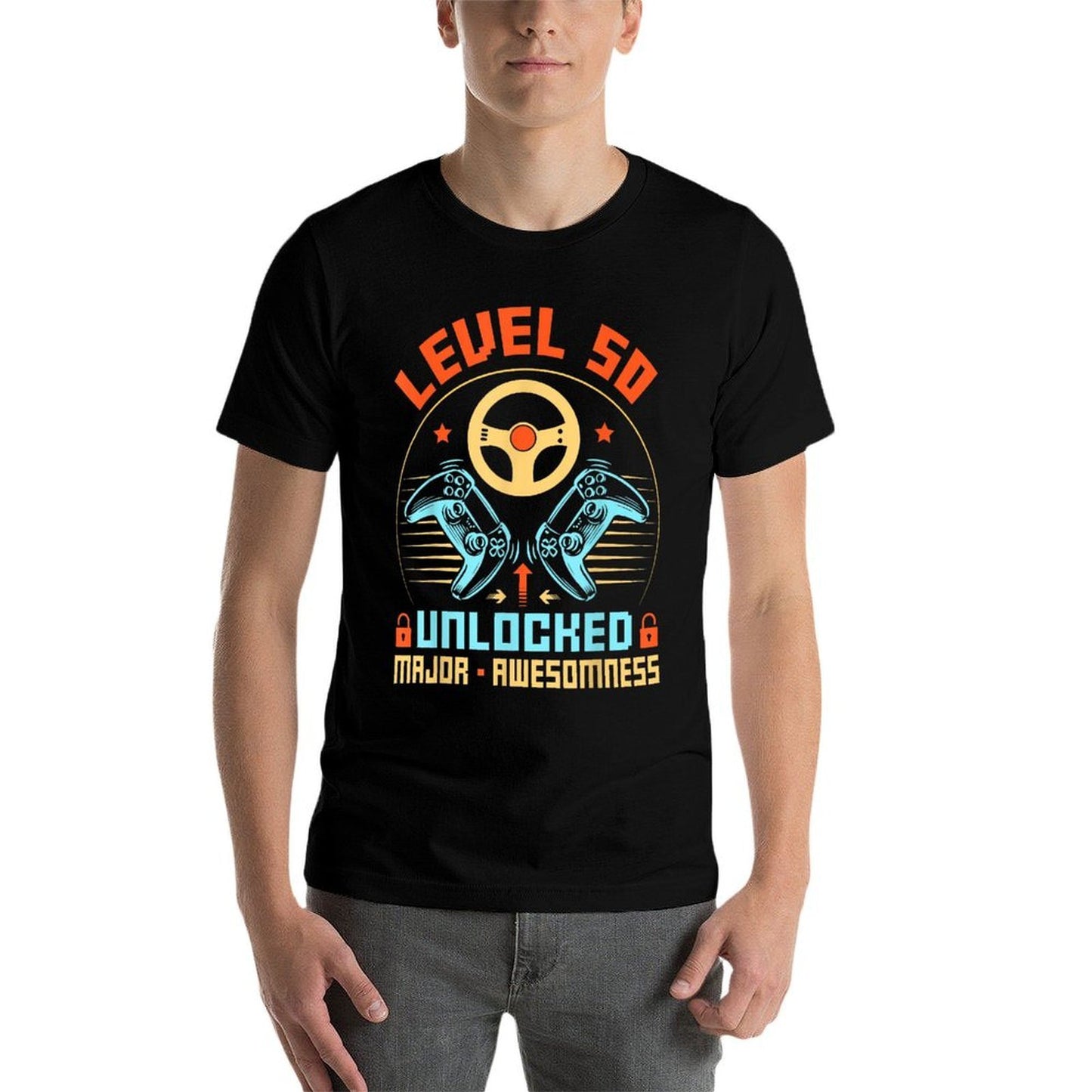 Level 50 Unlocked Video Gamer 50th Birthday Gifts Tagless Design T-Shirt