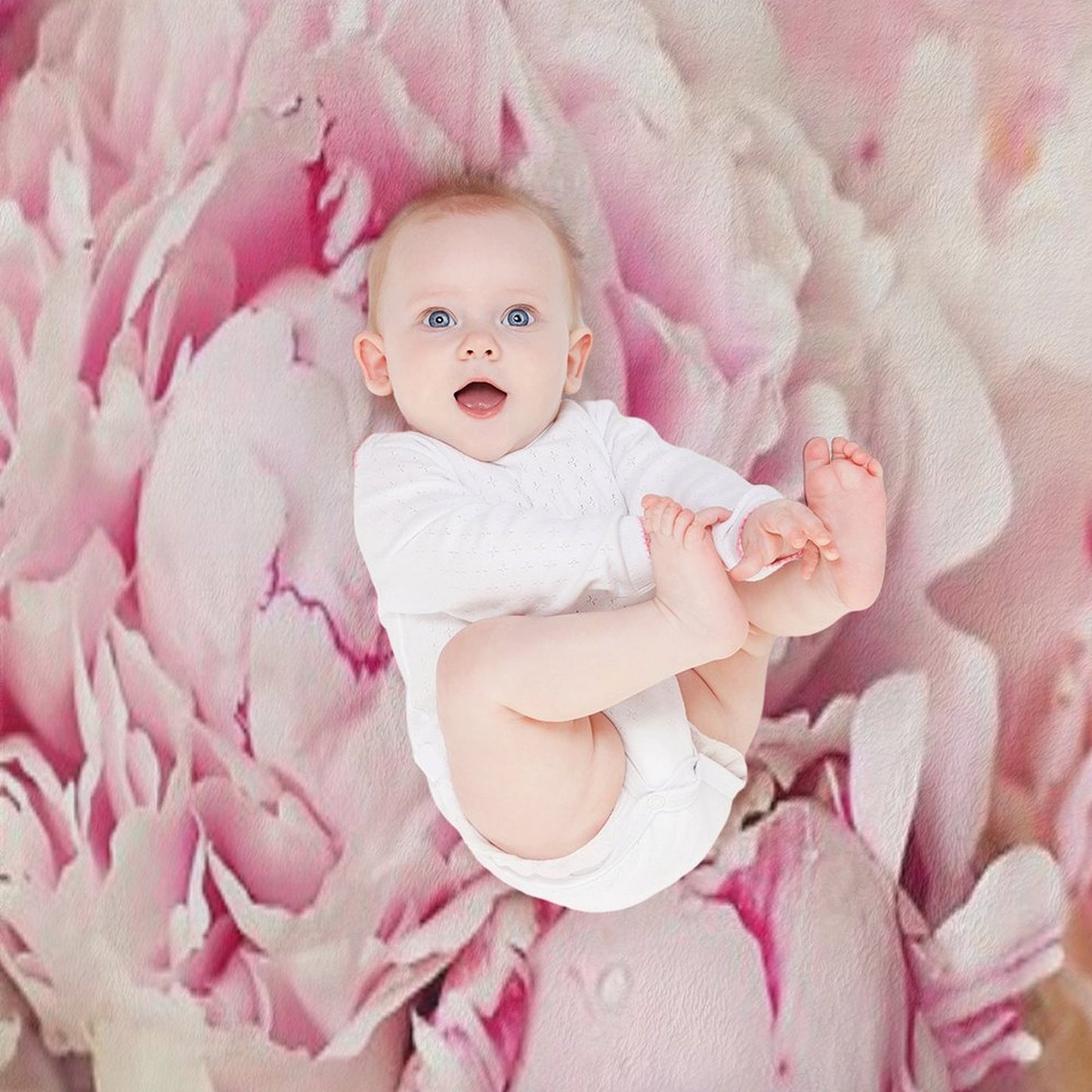 Peonies on White Shrink-resistant Throw Blanket