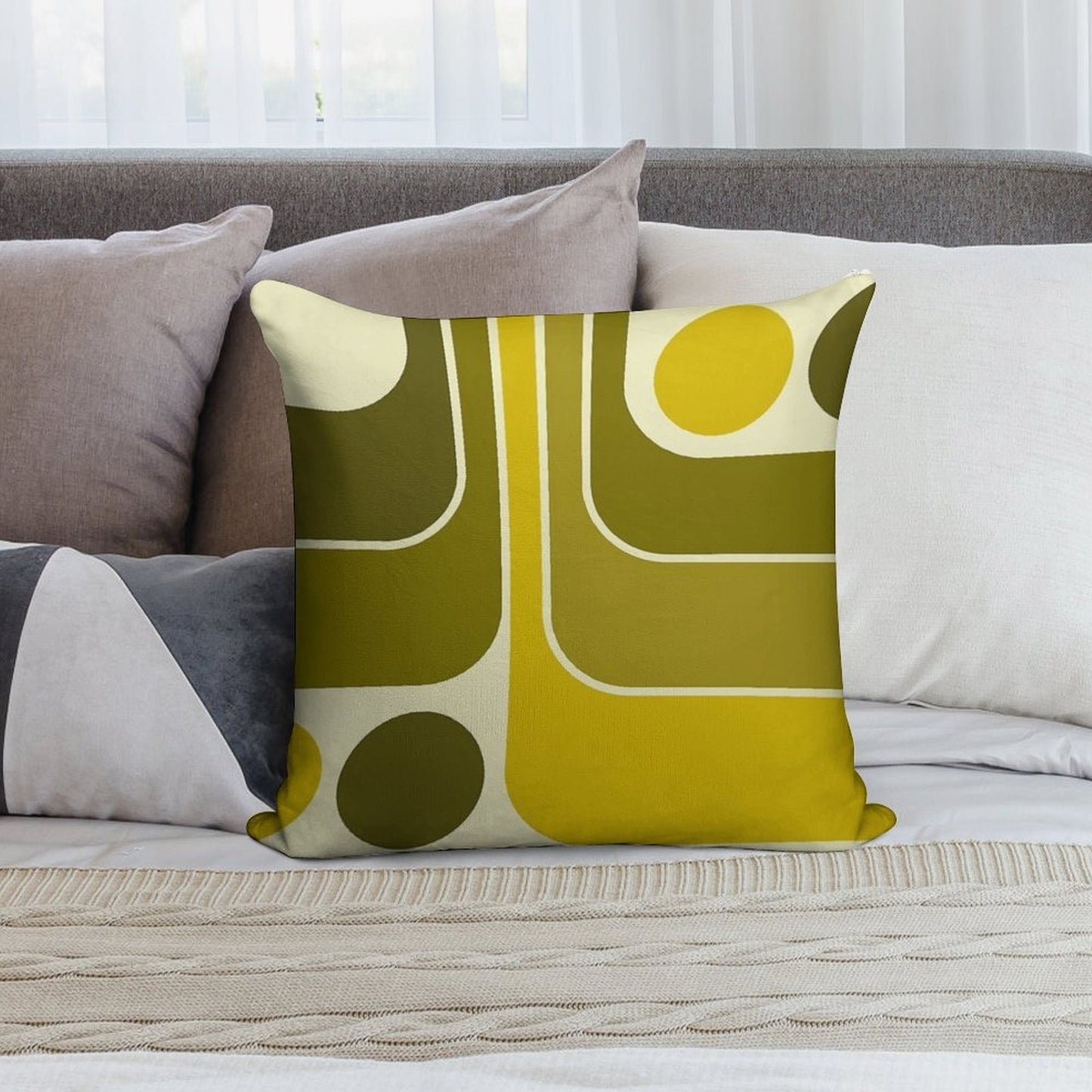 Retro Geometric Design 632 Soft Hidden Zipper Throw Pillow