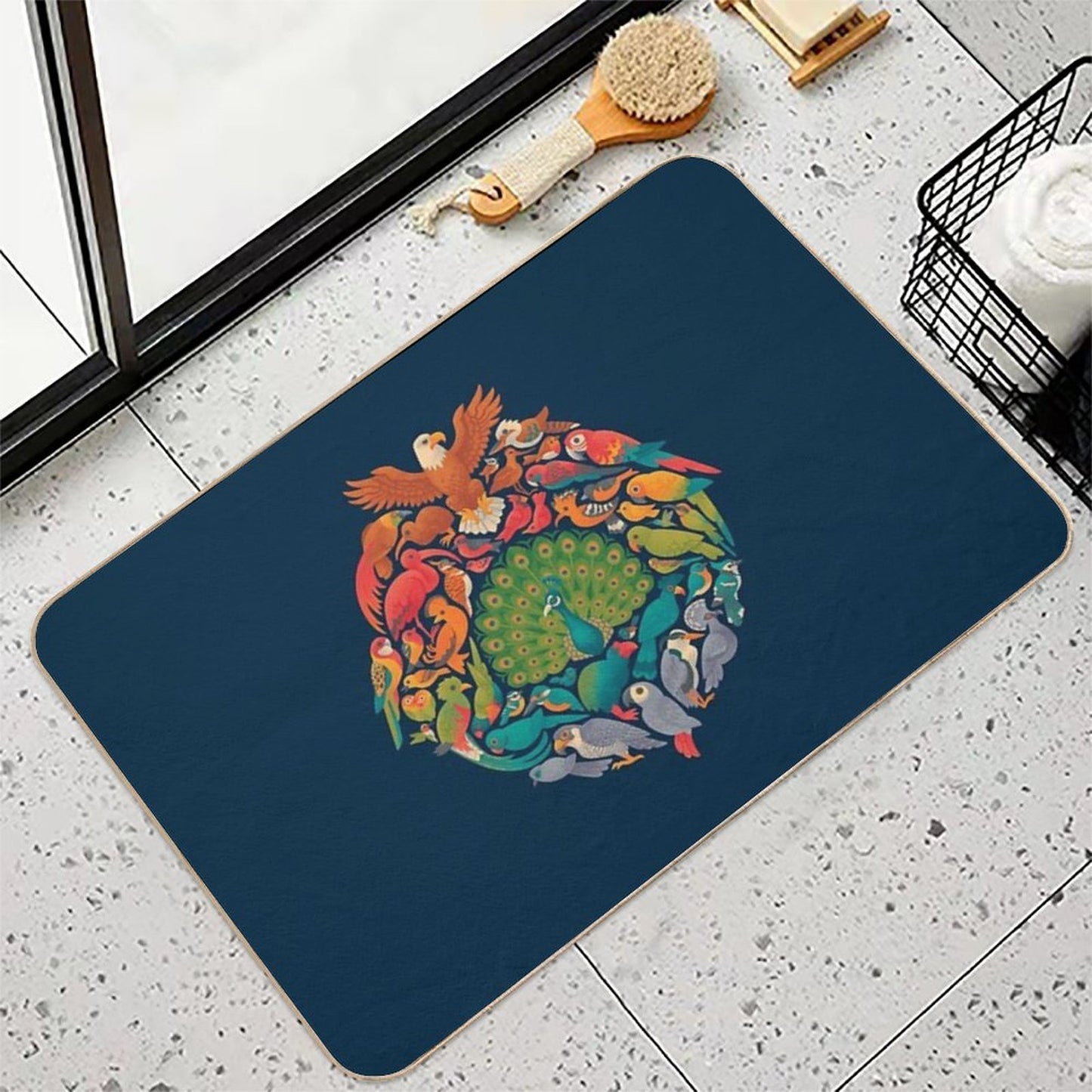Aerial Rainbow Blue Toxin-Free Bath Mat