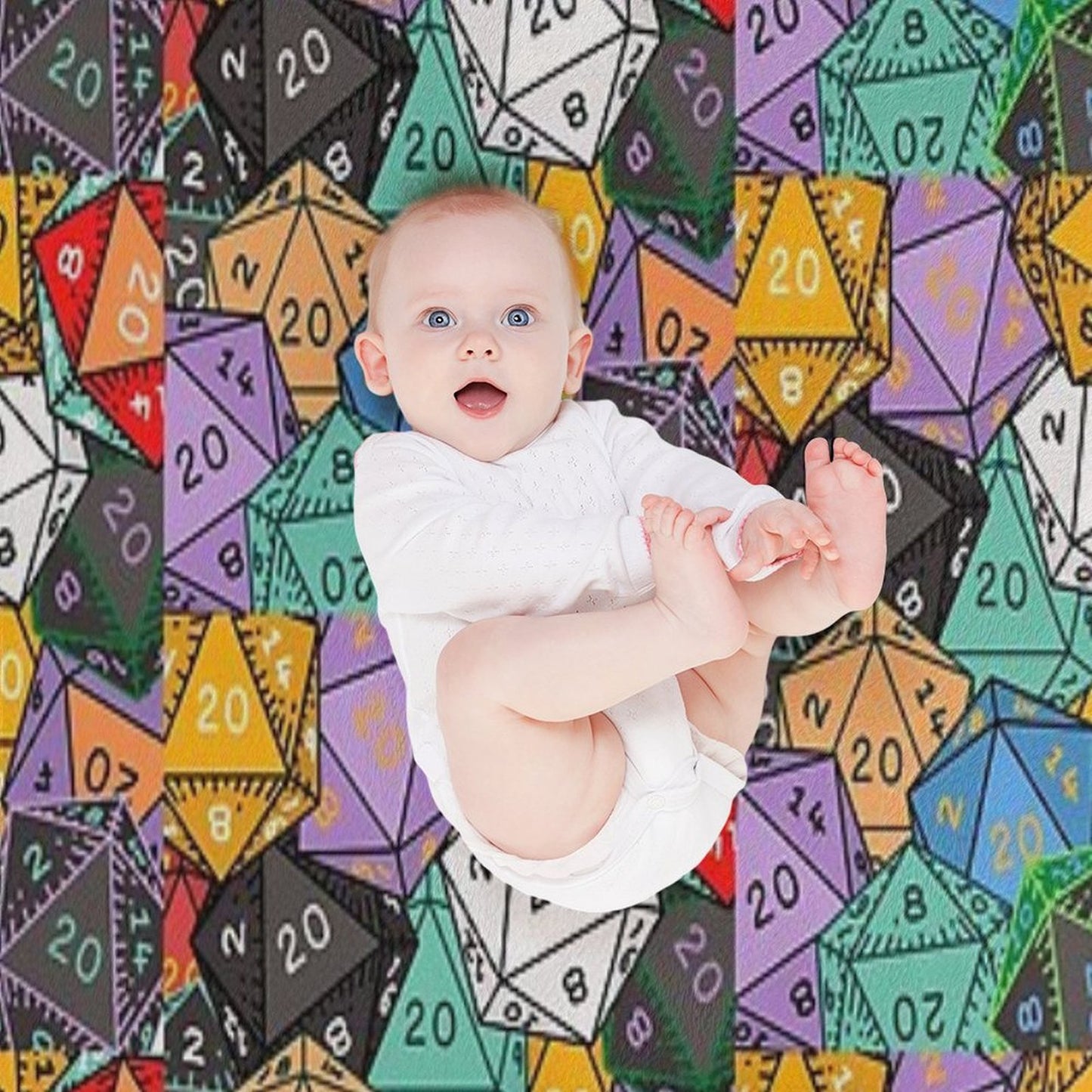 Polyhedral Paradise Vibrant D20 Dice Pattern Multi-functional Throw Blanket