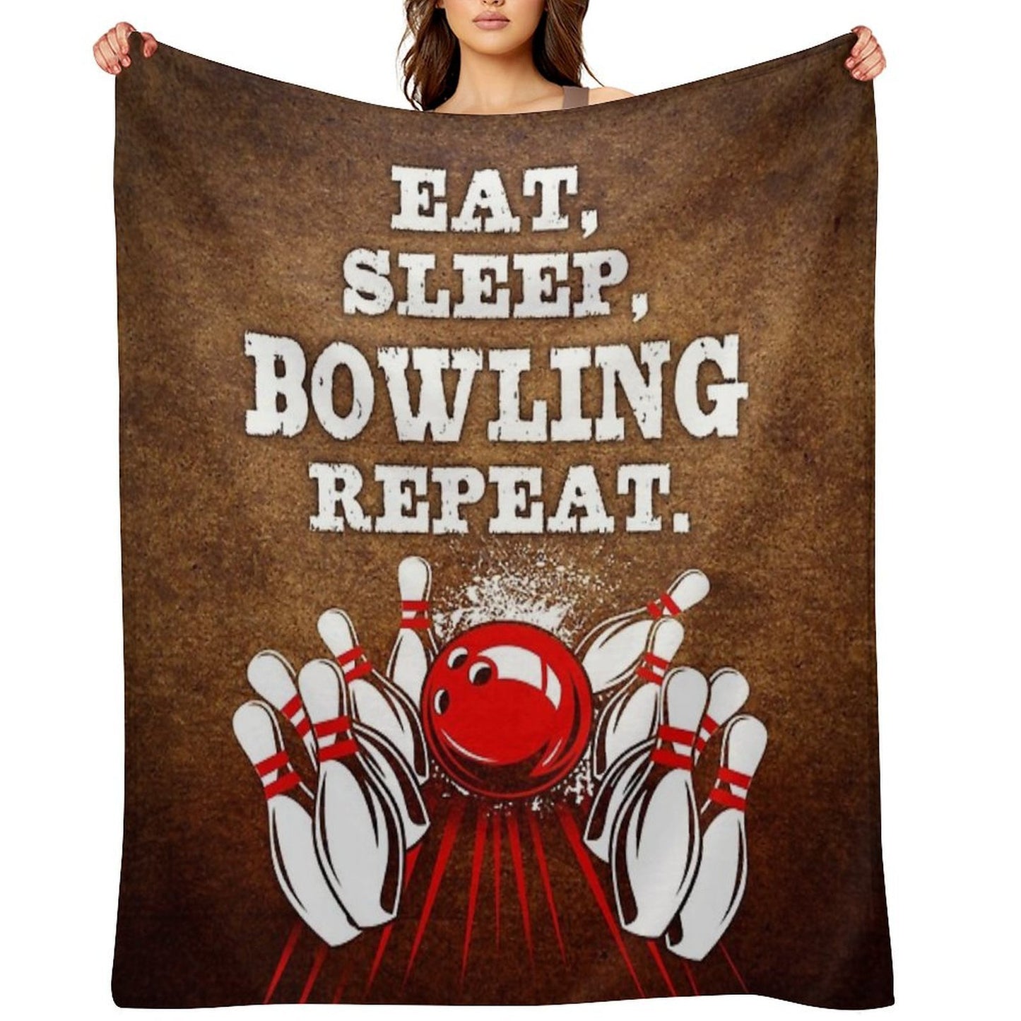 Eat Sleep Bowling Vintage Art Multi-functional Throw Blanket